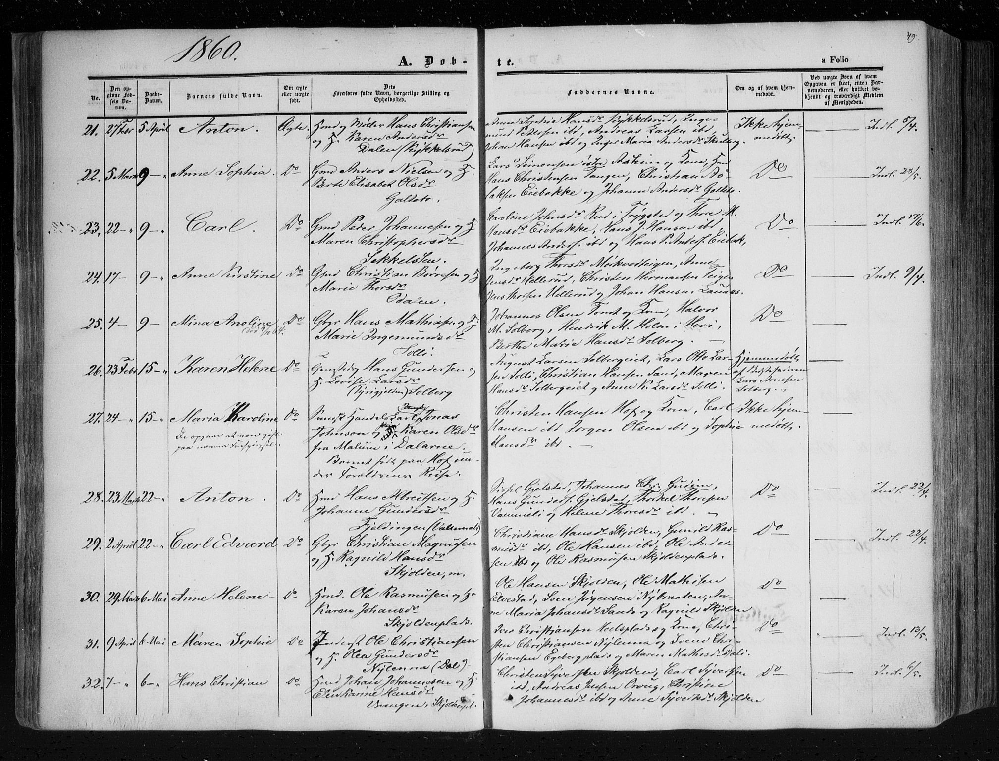 Askim prestekontor Kirkebøker, AV/SAO-A-10900/F/Fa/L0005: Parish register (official) no. 5, 1847-1879, p. 49