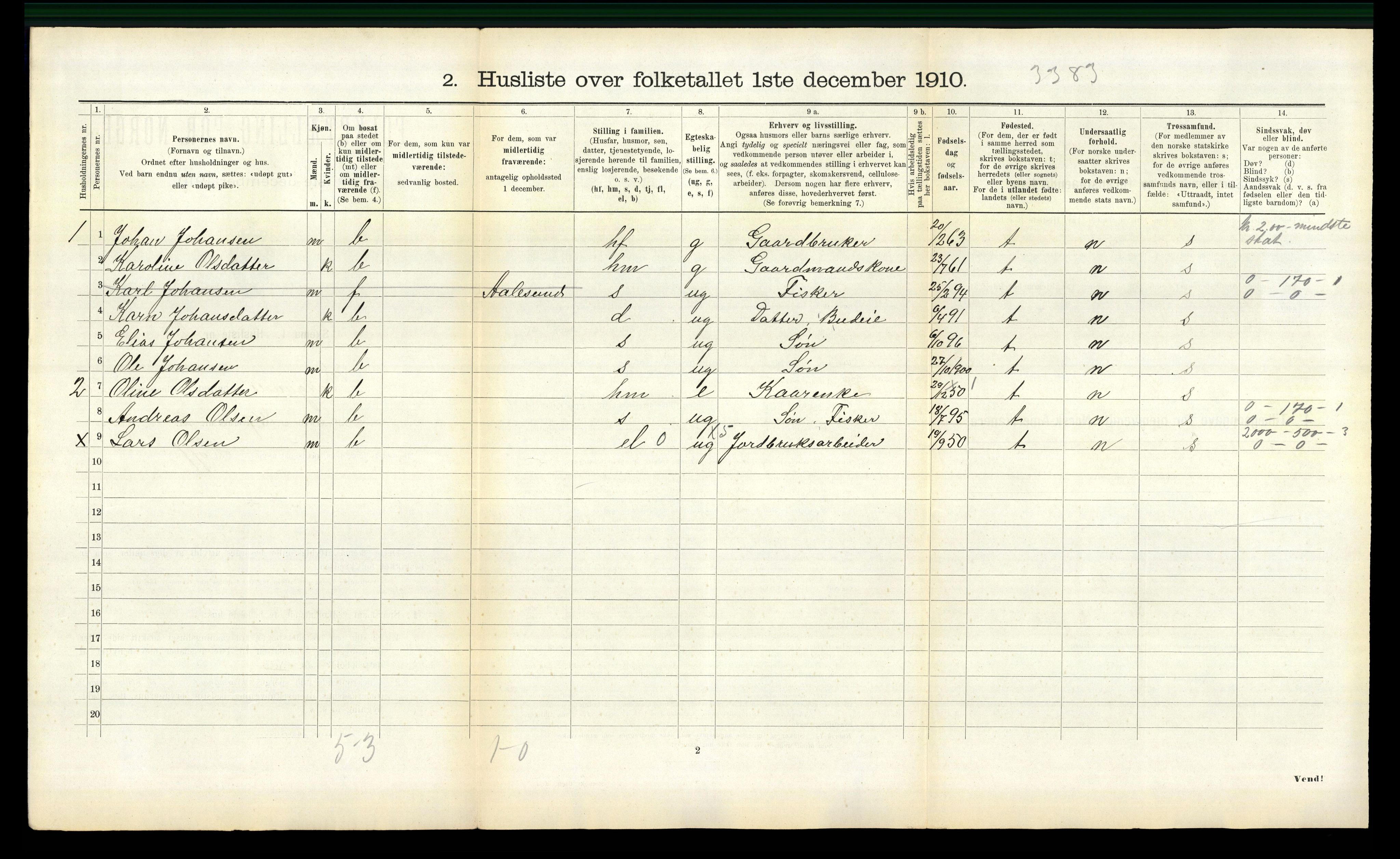 RA, 1910 census for Borgund, 1910, p. 1602