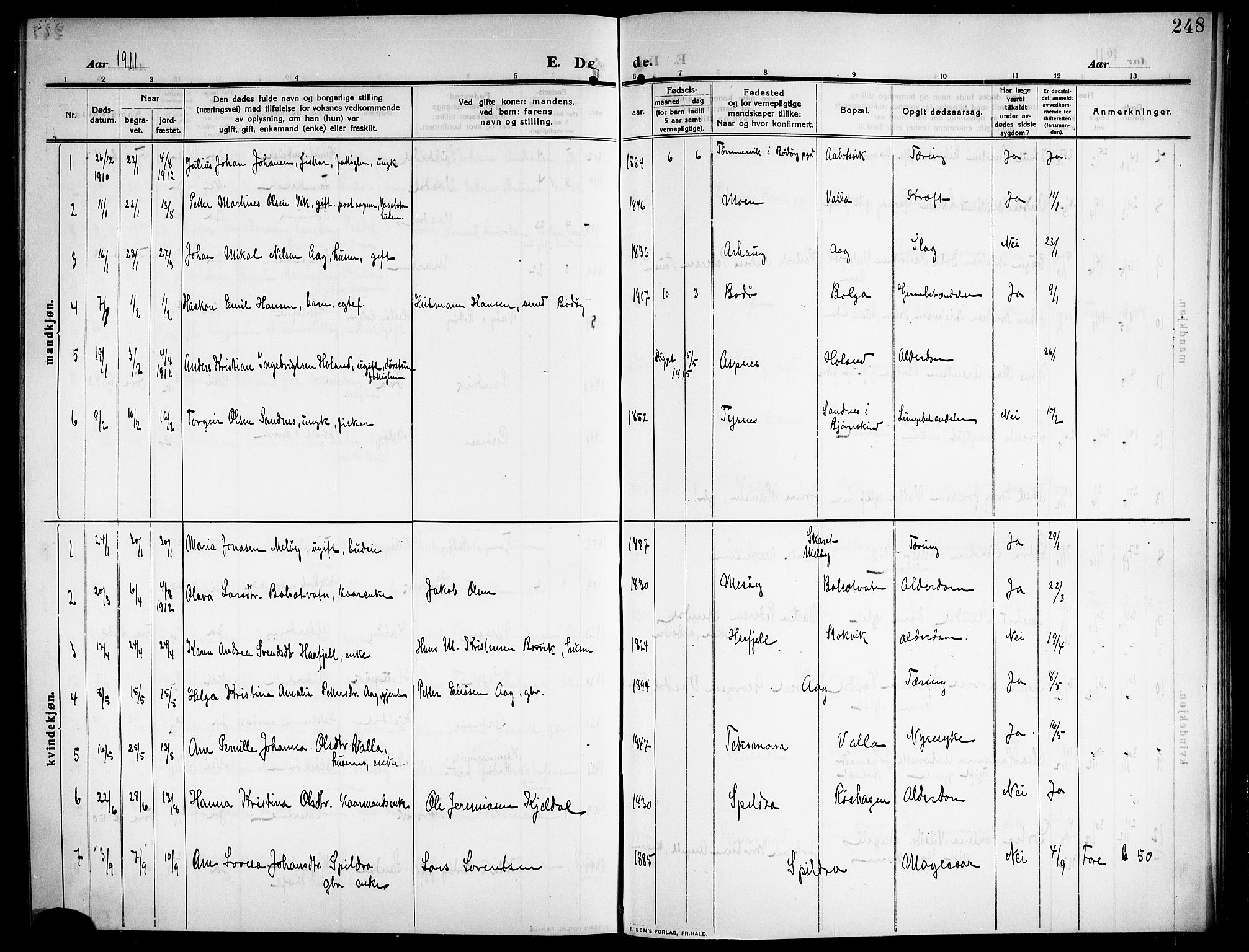 Ministerialprotokoller, klokkerbøker og fødselsregistre - Nordland, AV/SAT-A-1459/843/L0639: Parish register (copy) no. 843C08, 1908-1924, p. 248