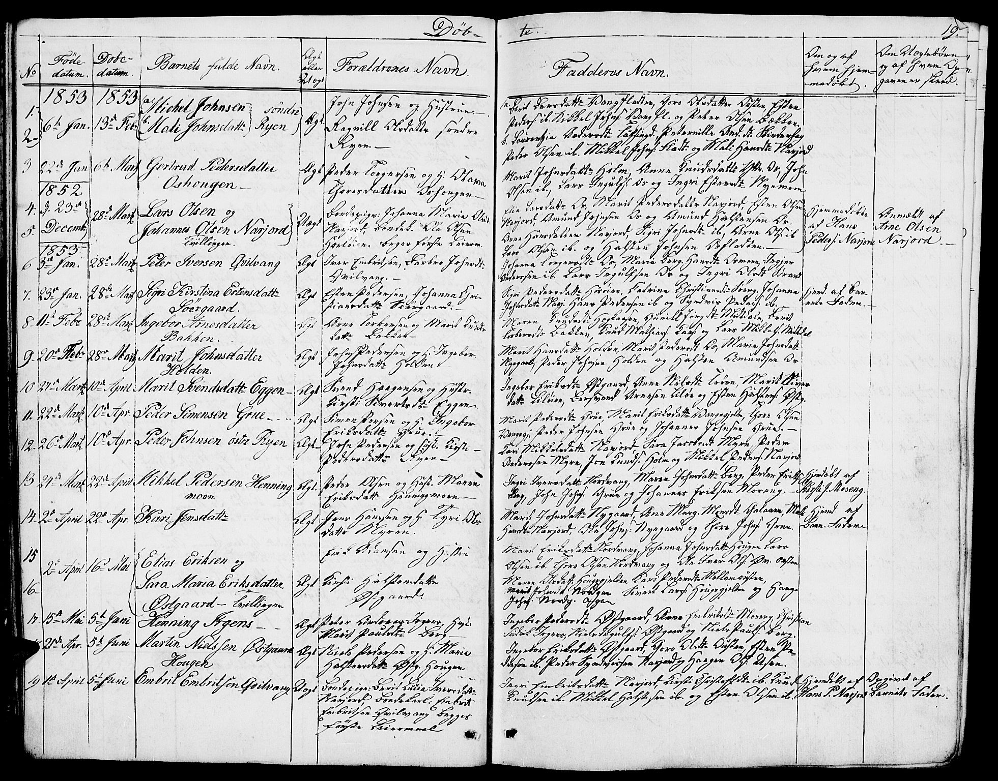 Tolga prestekontor, AV/SAH-PREST-062/L/L0004: Parish register (copy) no. 4, 1845-1887, p. 19