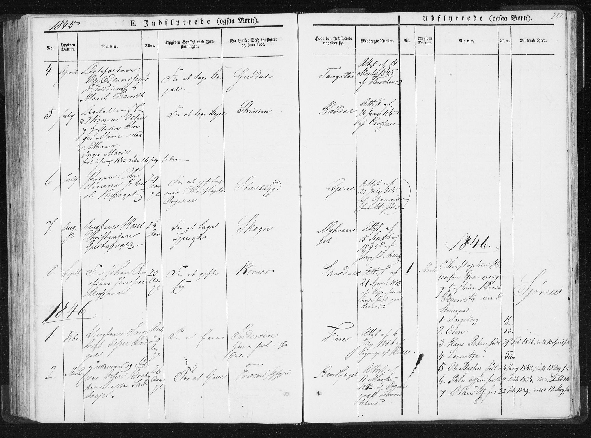 Ministerialprotokoller, klokkerbøker og fødselsregistre - Nord-Trøndelag, SAT/A-1458/744/L0418: Parish register (official) no. 744A02, 1843-1866, p. 282