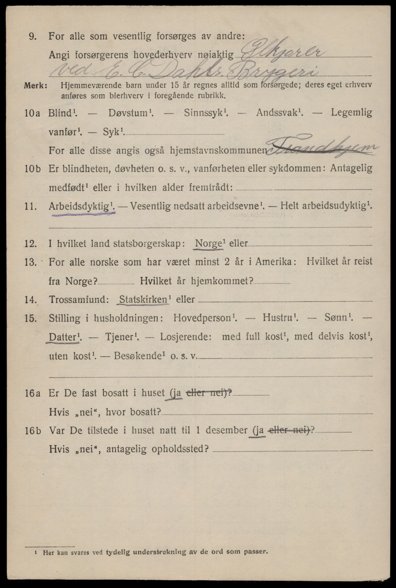 SAT, 1920 census for Trondheim, 1920, p. 72159