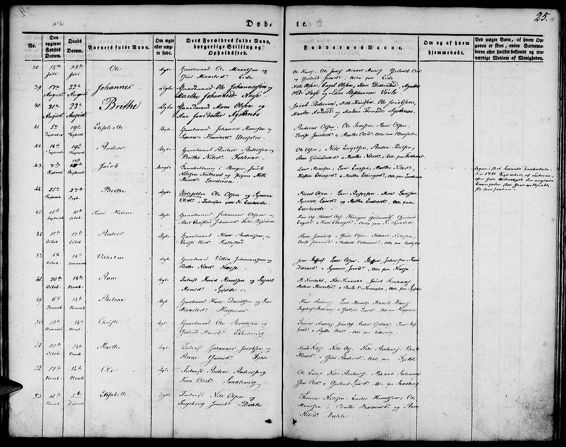 Fjell sokneprestembete, AV/SAB-A-75301/H/Haa: Parish register (official) no. A 1, 1835-1850, p. 25