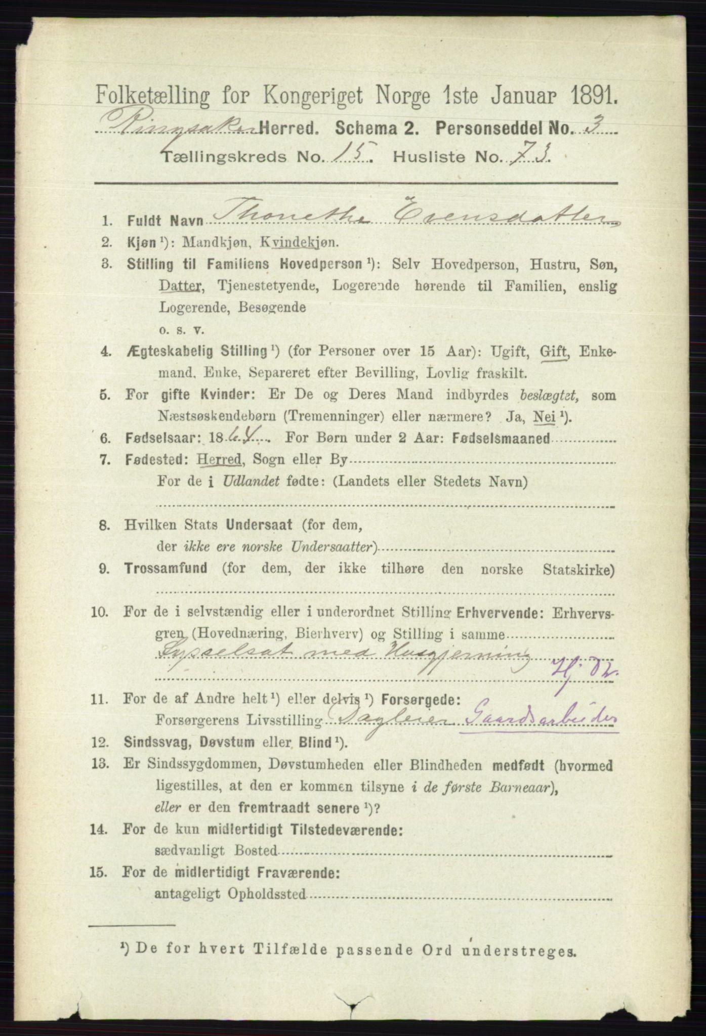 RA, 1891 census for 0412 Ringsaker, 1891, p. 8927