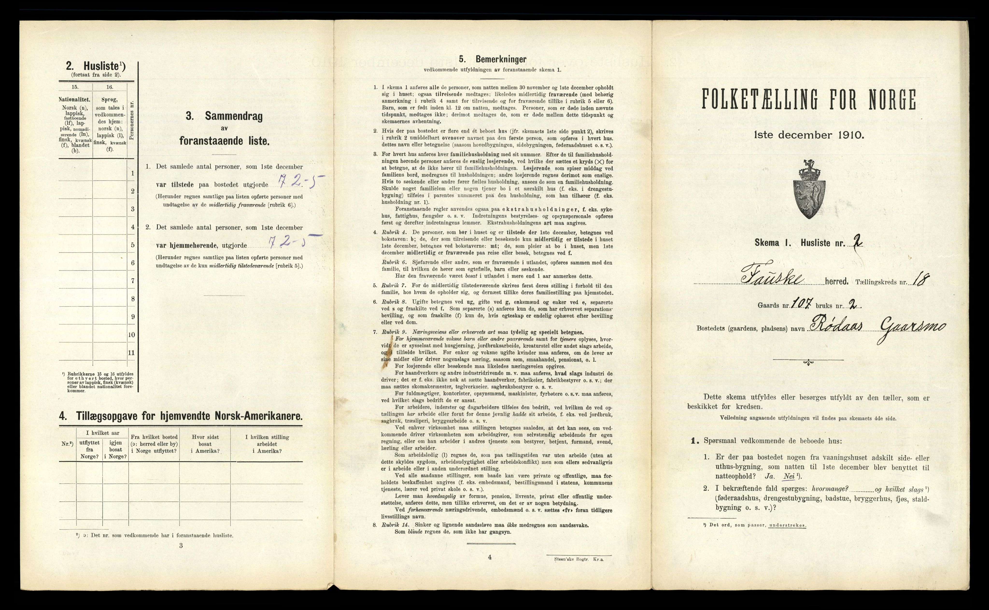 RA, 1910 census for Fauske, 1910, p. 1134