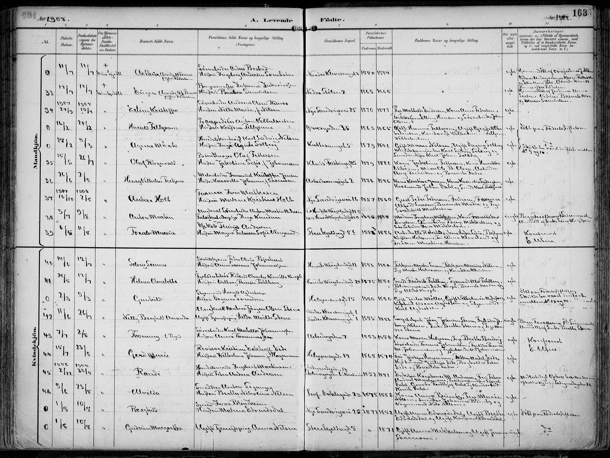 Mariakirken Sokneprestembete, AV/SAB-A-76901/H/Hab/L0005: Parish register (copy) no. A 5, 1893-1913, p. 163