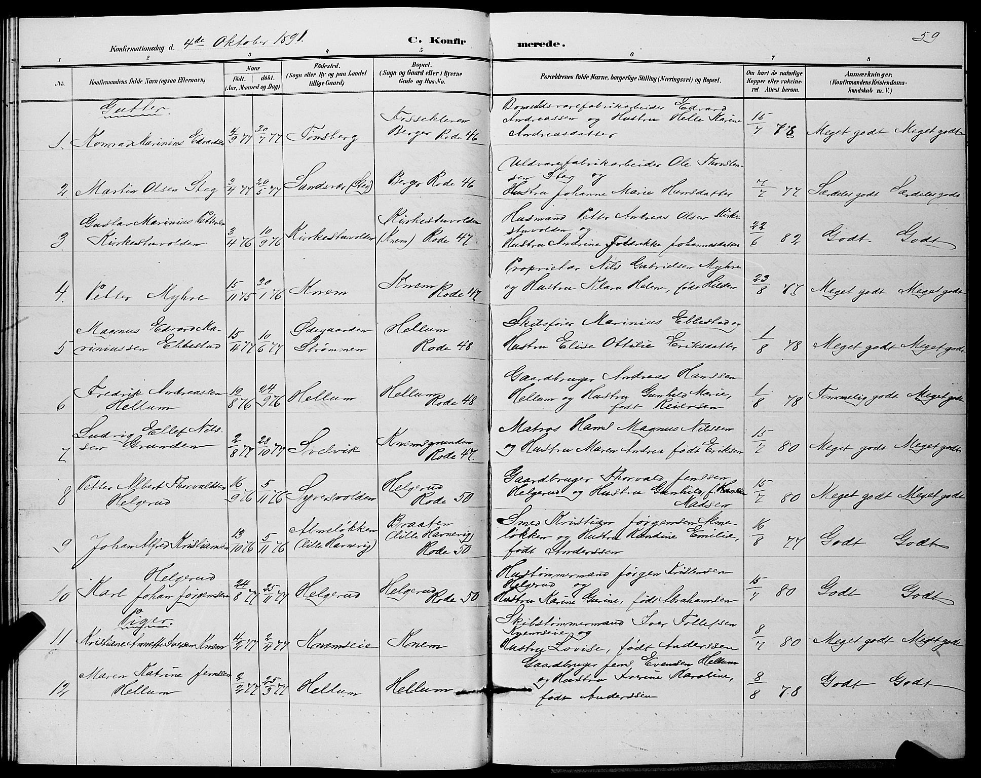 Strømm kirkebøker, AV/SAKO-A-322/G/Ga/L0003: Parish register (copy) no. I 3, 1889-1896, p. 59