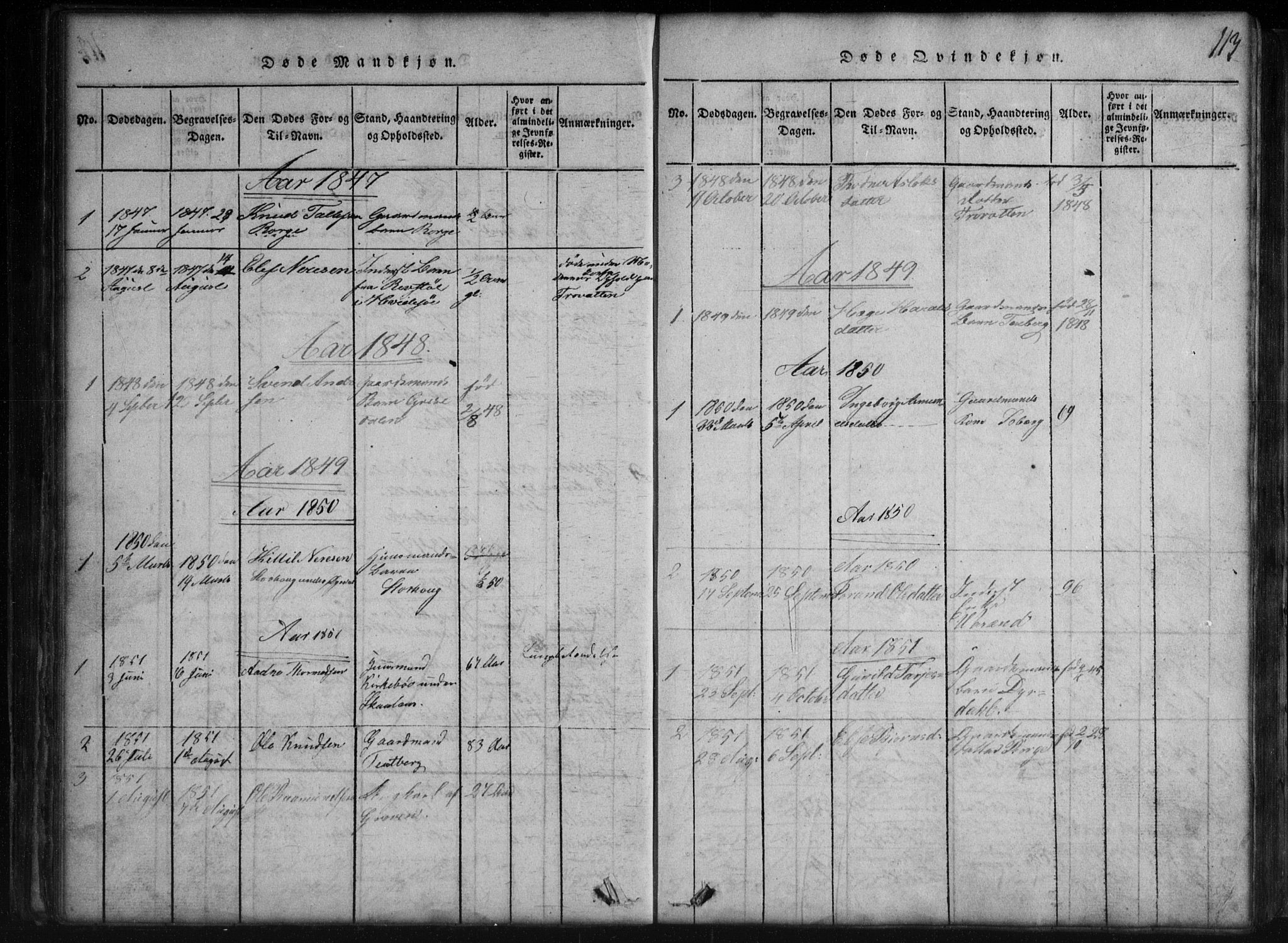 Rauland kirkebøker, SAKO/A-292/G/Gb/L0001: Parish register (copy) no. II 1, 1815-1886, p. 113