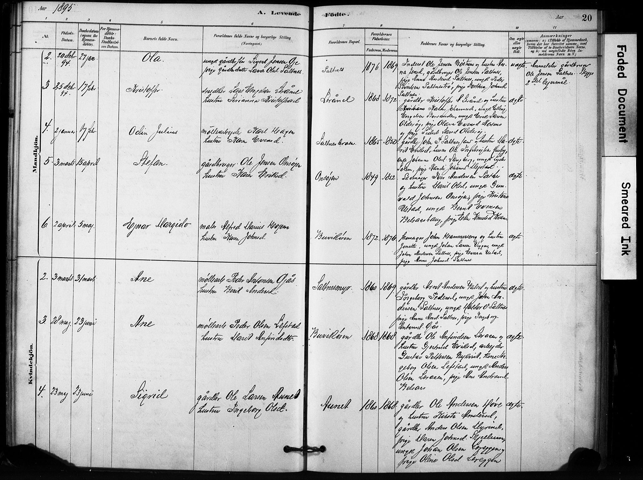 Ministerialprotokoller, klokkerbøker og fødselsregistre - Sør-Trøndelag, SAT/A-1456/666/L0786: Parish register (official) no. 666A04, 1878-1895, p. 20
