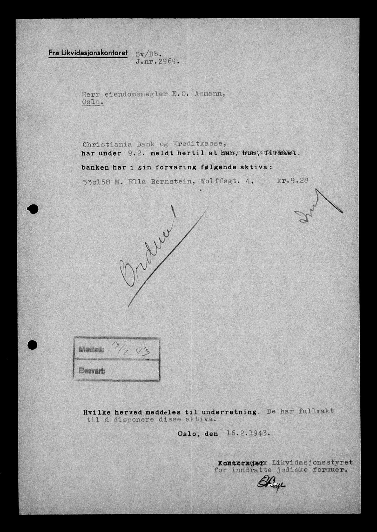 Justisdepartementet, Tilbakeføringskontoret for inndratte formuer, AV/RA-S-1564/H/Hc/Hcc/L0922: --, 1945-1947, p. 48