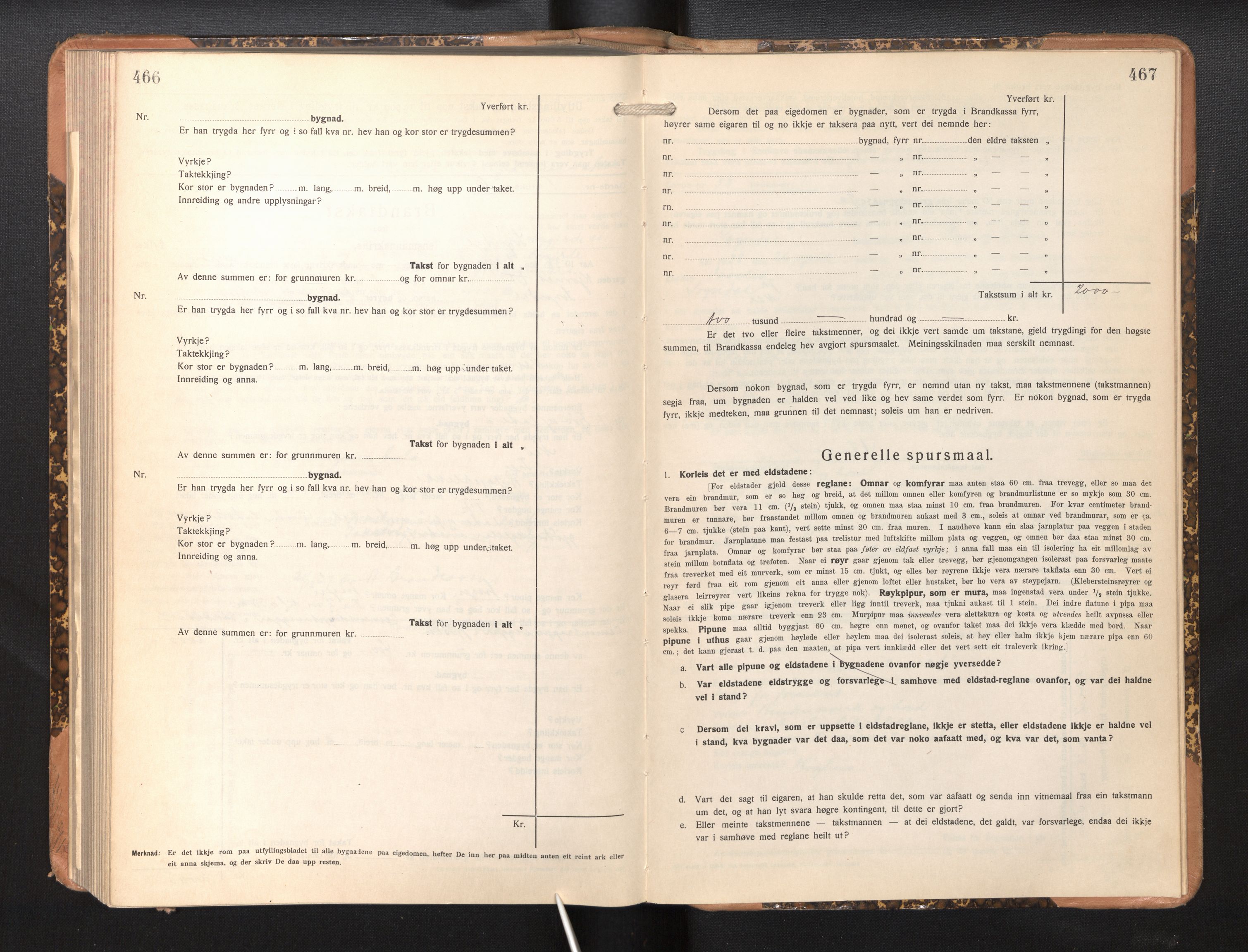Lensmannen i Sogndal, SAB/A-29901/0012/L0013: Branntakstprotokoll, skjematakst, 1931-1938, p. 466-467