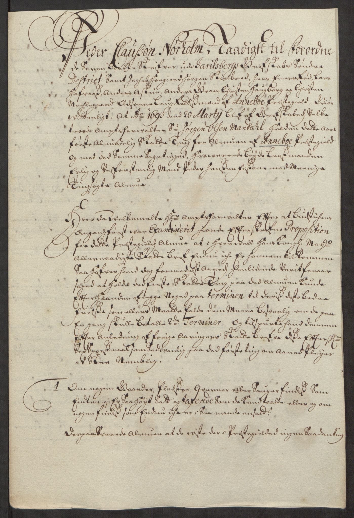 Rentekammeret inntil 1814, Reviderte regnskaper, Fogderegnskap, AV/RA-EA-4092/R32/L1866: Fogderegnskap Jarlsberg grevskap, 1693, p. 412