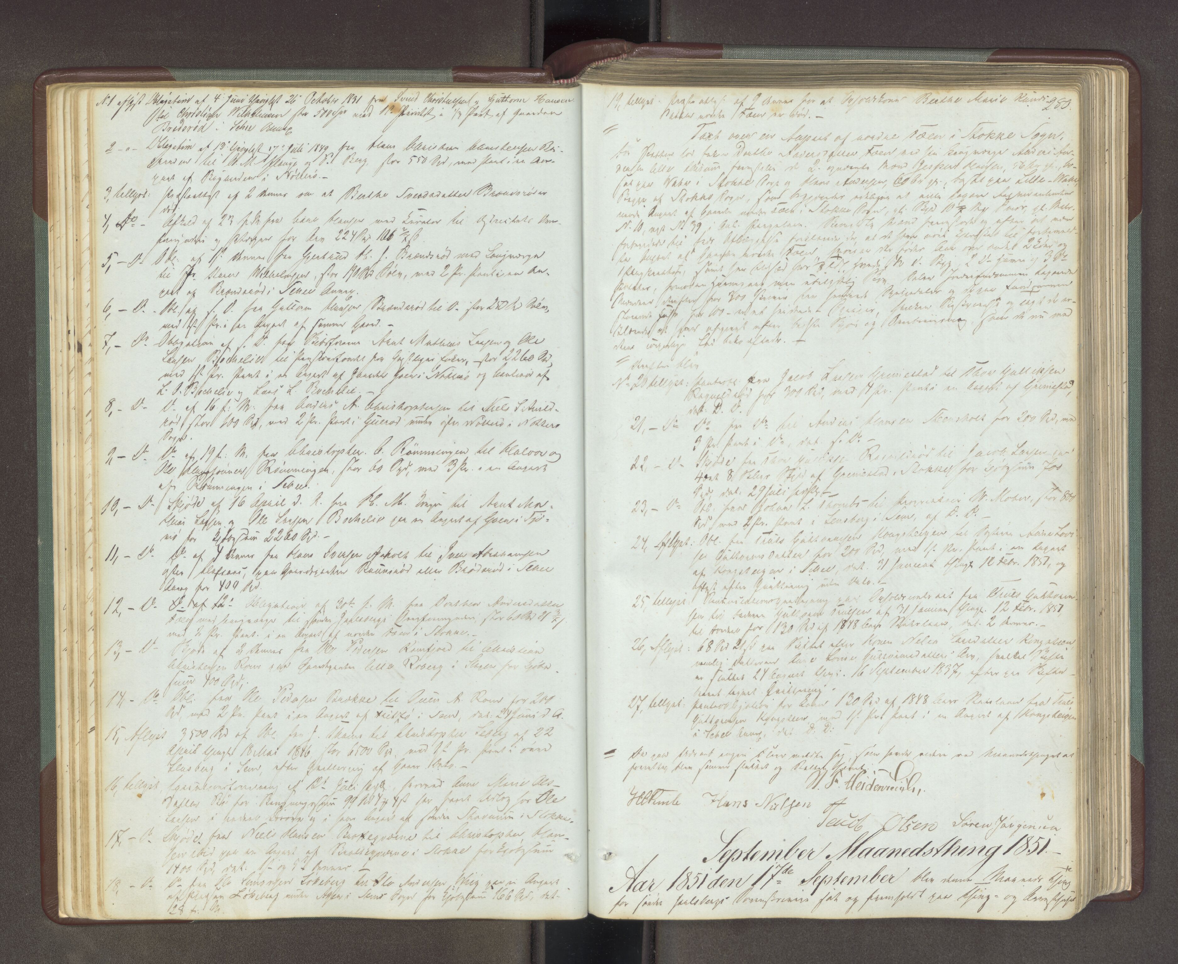 Søndre Jarlsberg sorenskriveri, AV/SAKO-A-129/F/Fa/L0034B: Tingbok, 1850-1856, p. 279b-280a
