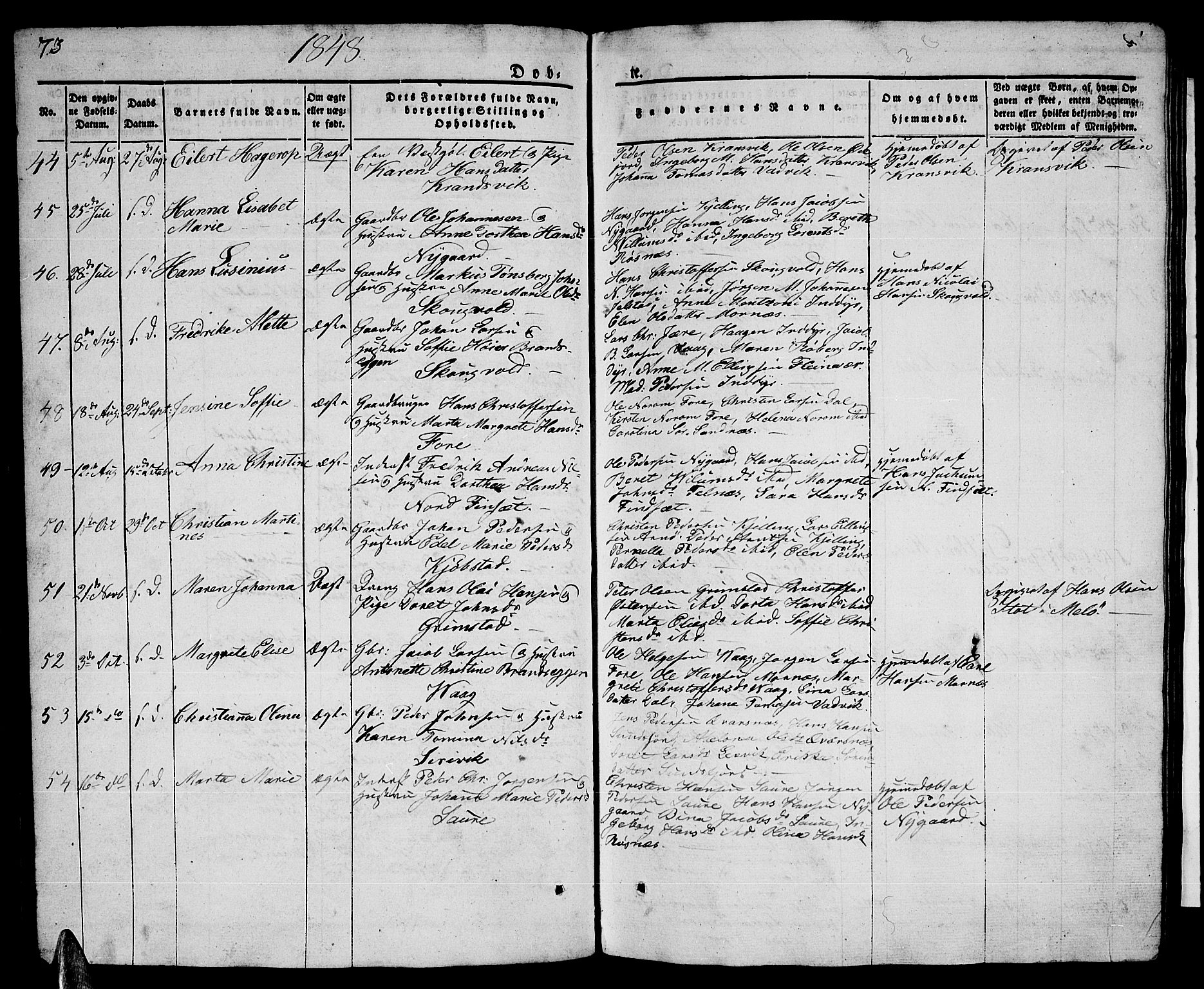 Ministerialprotokoller, klokkerbøker og fødselsregistre - Nordland, AV/SAT-A-1459/805/L0106: Parish register (copy) no. 805C02, 1841-1861, p. 73