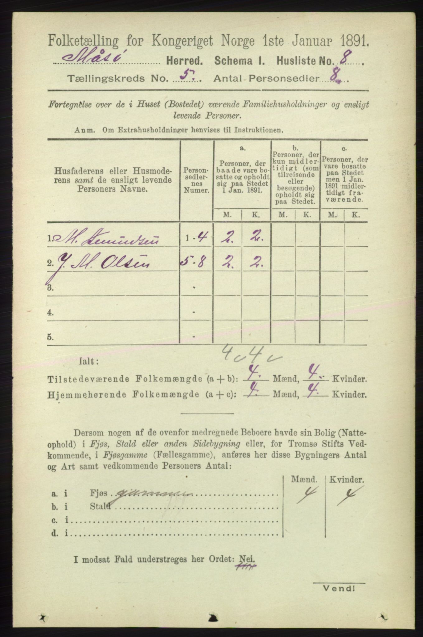 RA, 1891 census for 2018 Måsøy, 1891, p. 662