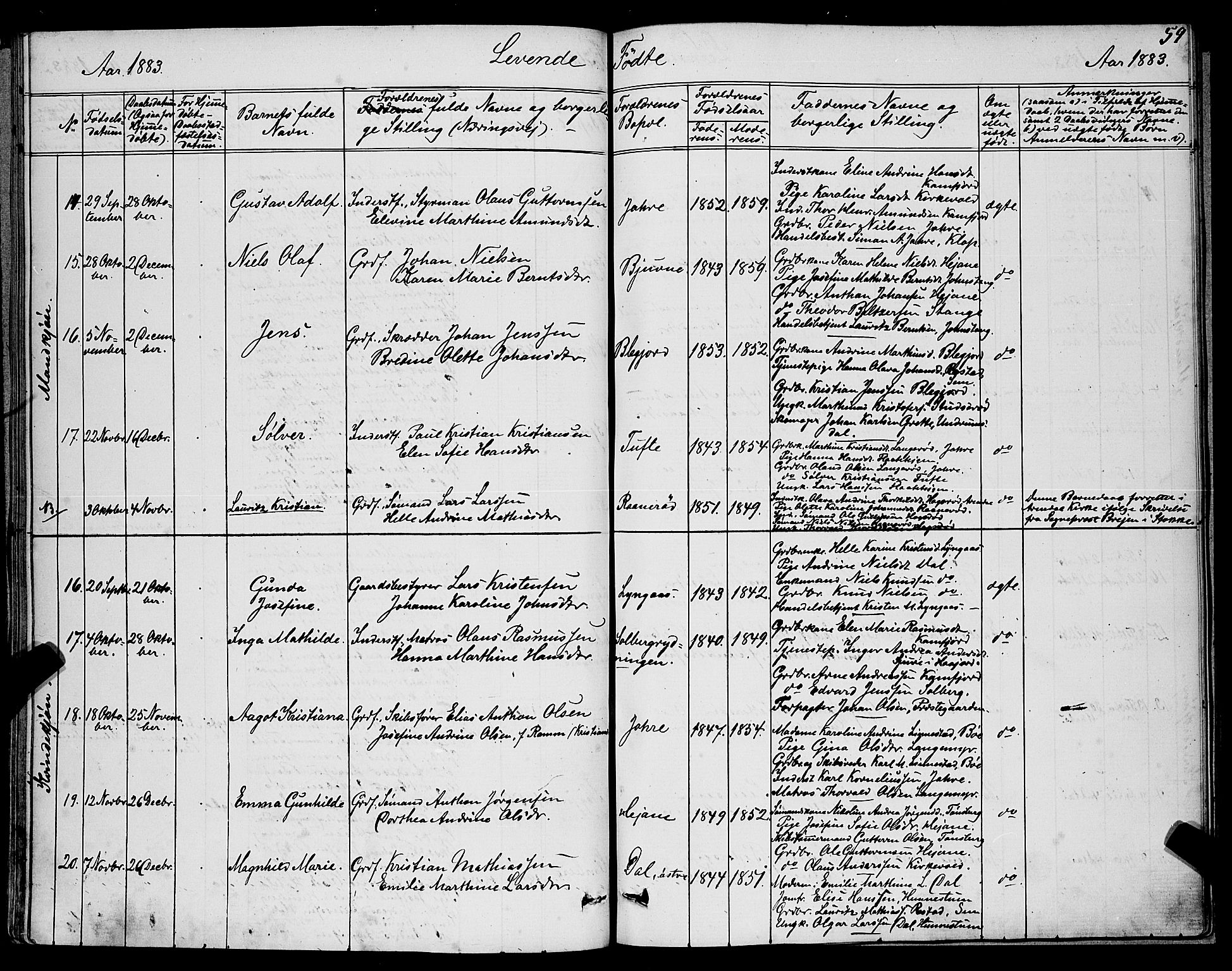 Ramnes kirkebøker, SAKO/A-314/G/Ga/L0003: Parish register (copy) no. I 3, 1870-1896, p. 59