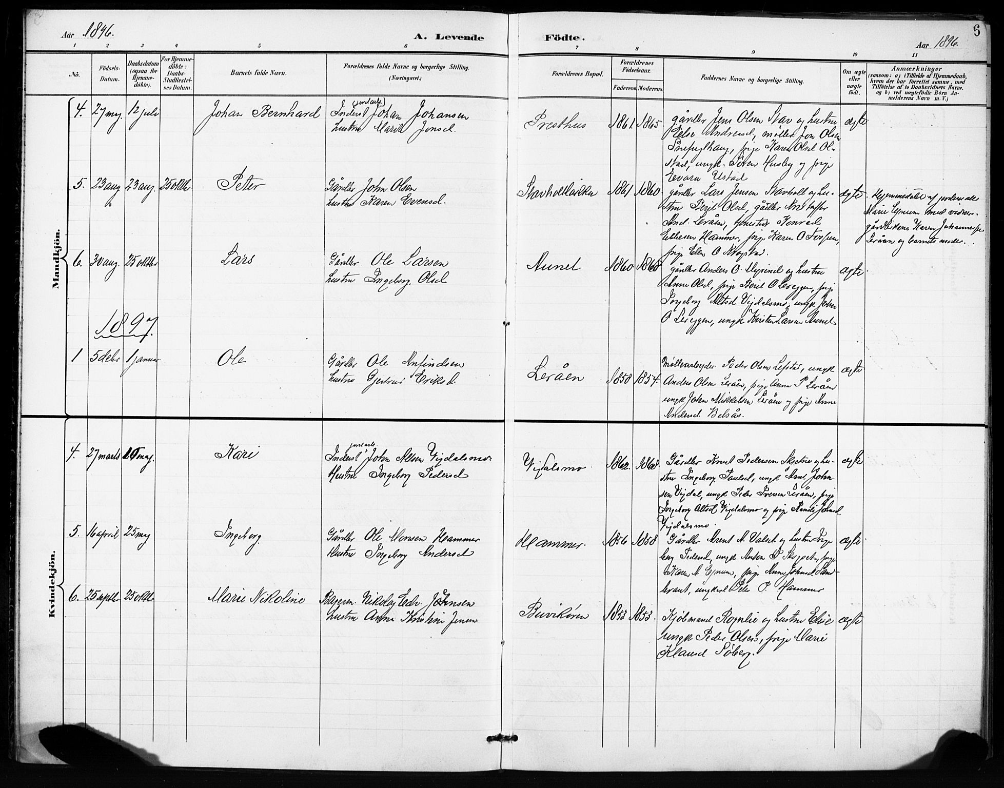 Ministerialprotokoller, klokkerbøker og fødselsregistre - Sør-Trøndelag, AV/SAT-A-1456/666/L0787: Parish register (official) no. 666A05, 1895-1908, p. 6