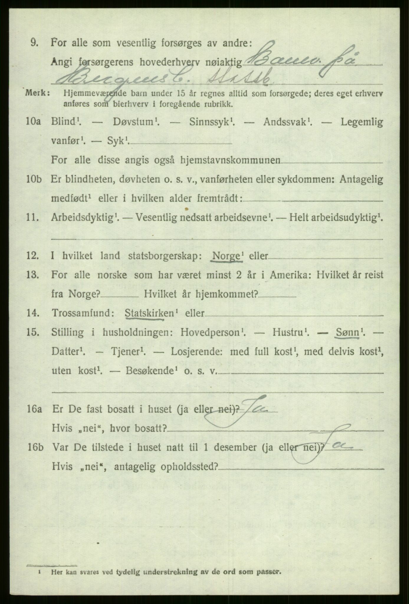 SAB, 1920 census for Evanger, 1920, p. 3894