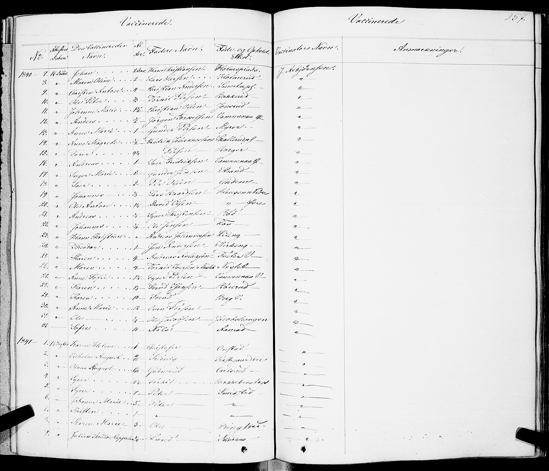 Skiptvet prestekontor Kirkebøker, AV/SAO-A-20009/F/Fa/L0006: Parish register (official) no. 6, 1839-1860, p. 257