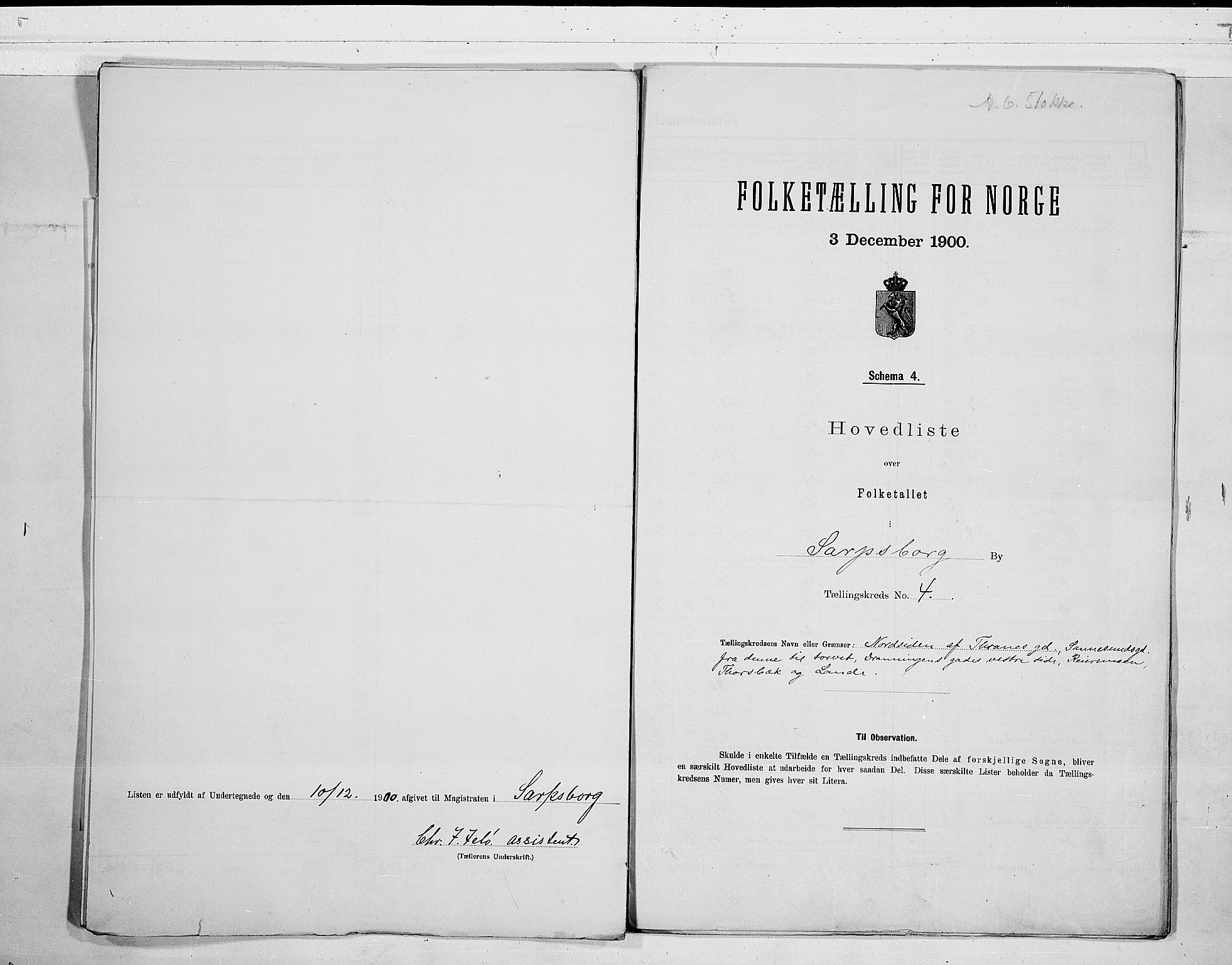SAO, 1900 census for Sarpsborg, 1900, p. 10