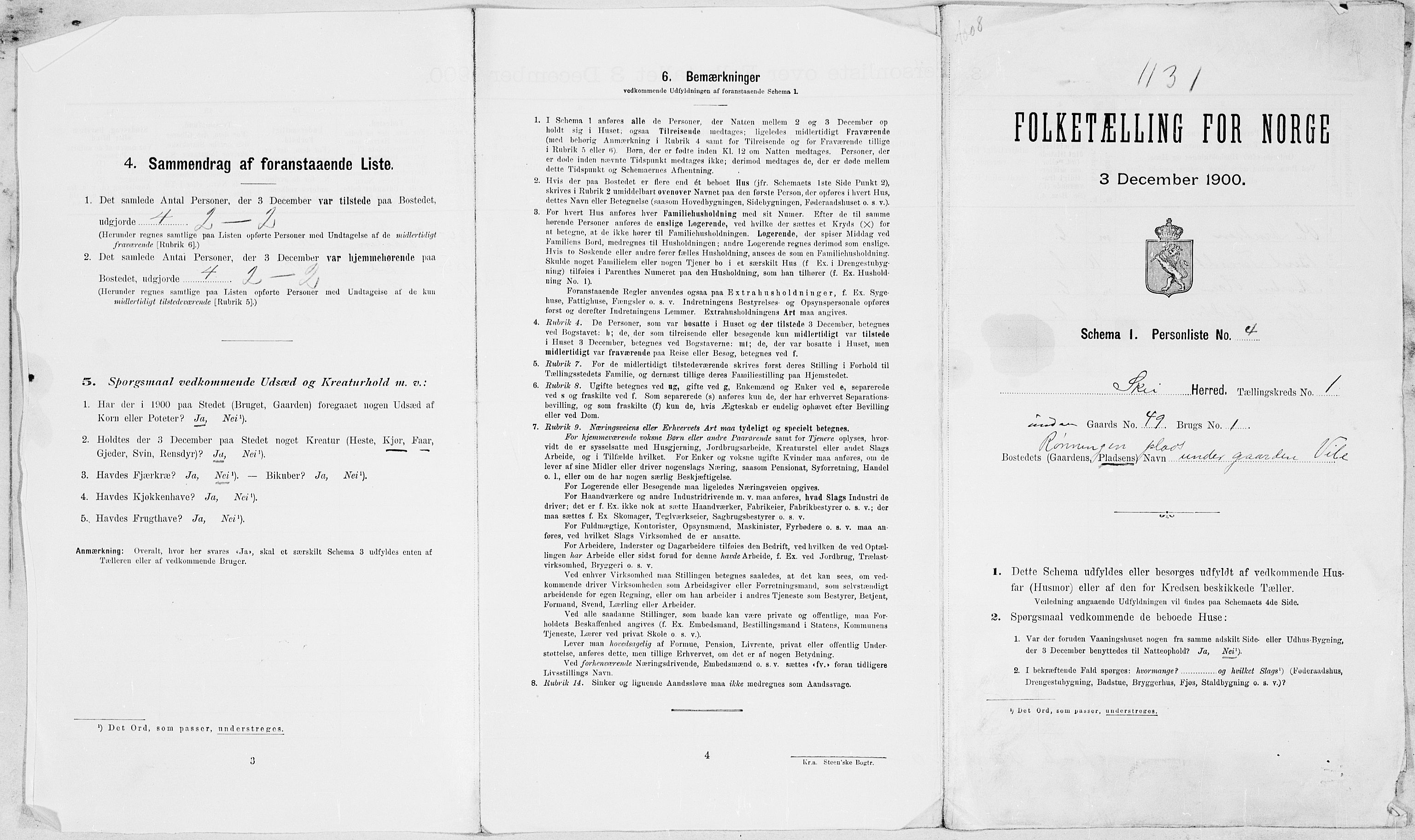 SAT, 1900 census for Skei, 1900, p. 14