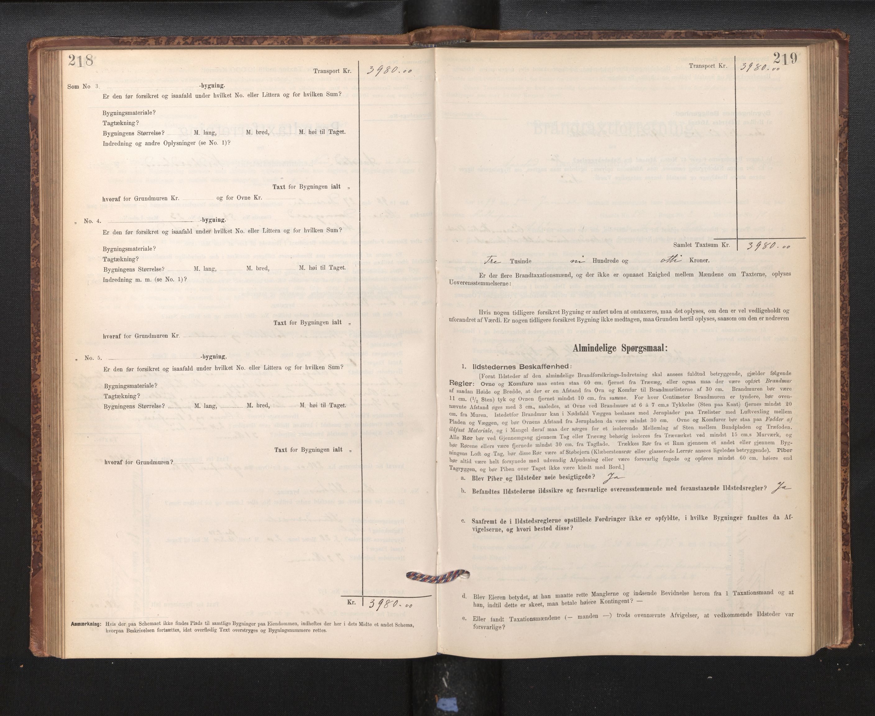 Lensmannen i Årstad, AV/SAB-A-36201/0012/L0011: Branntakstprotokoll,skjematakst, 1895-1901, p. 218-219