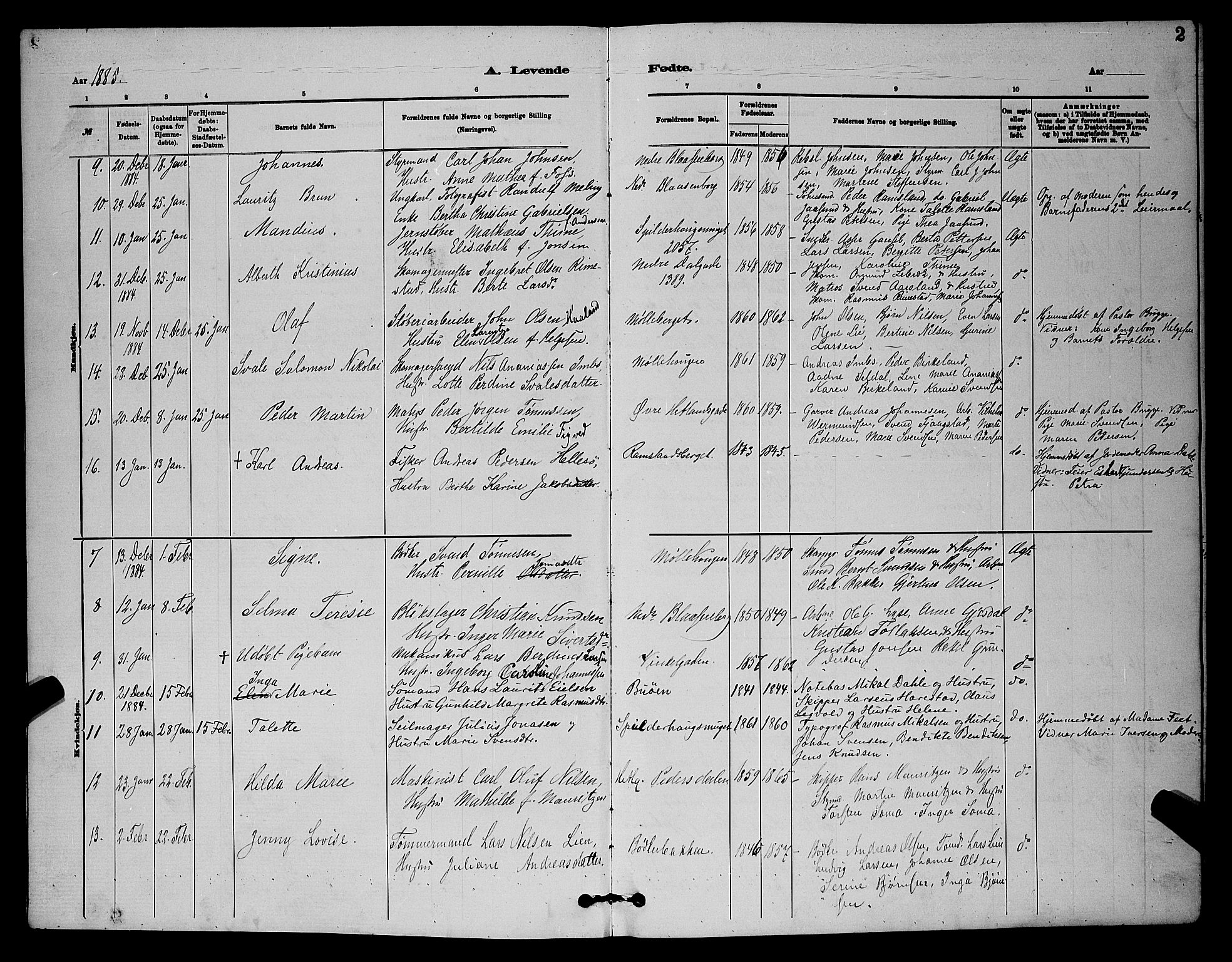 St. Johannes sokneprestkontor, AV/SAST-A-101814/001/30/30BB/L0001: Parish register (copy) no. B 1, 1885-1897, p. 2