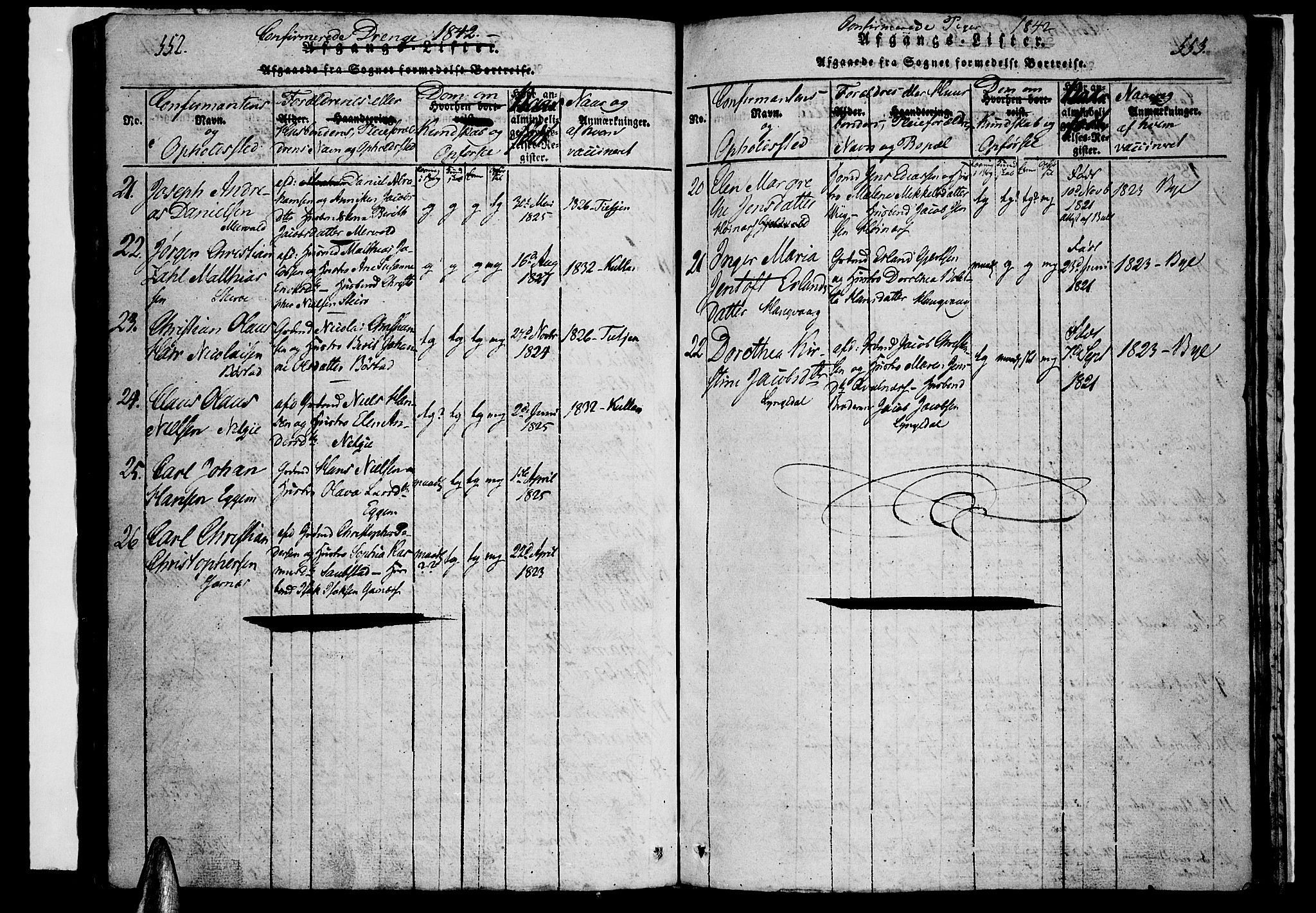 Ministerialprotokoller, klokkerbøker og fødselsregistre - Nordland, AV/SAT-A-1459/880/L1130: Parish register (official) no. 880A04, 1821-1843, p. 552-553