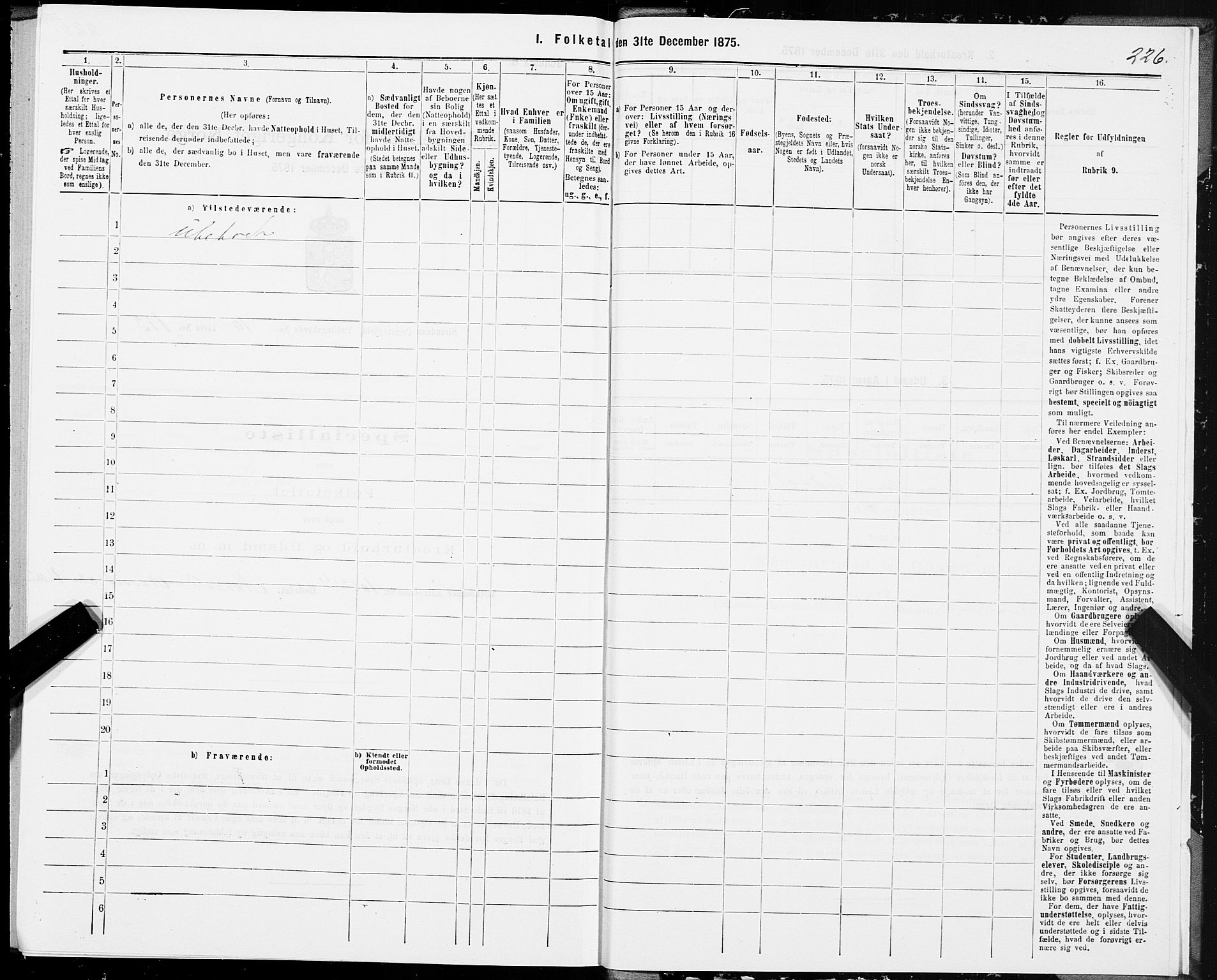 SAT, 1875 census for 1660P Strinda, 1875, p. 6226