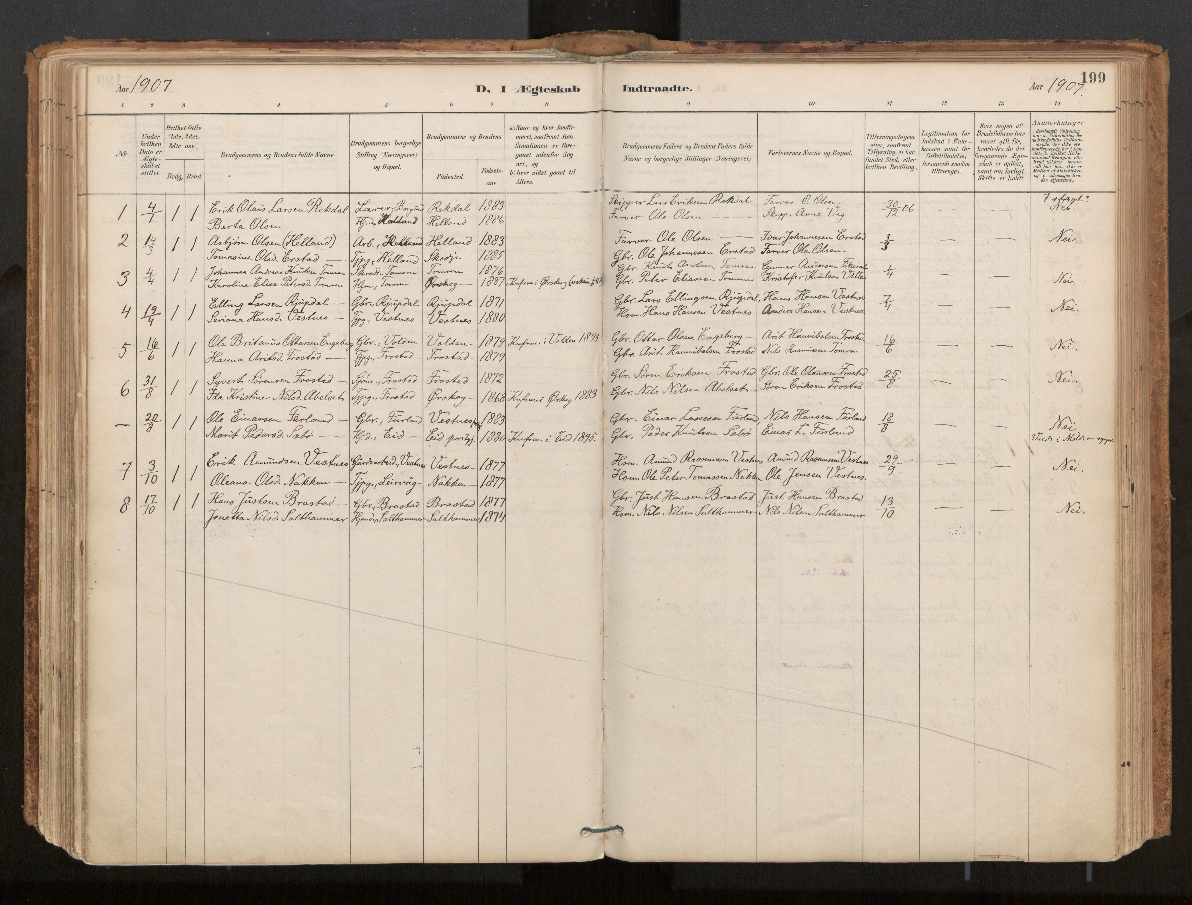 Ministerialprotokoller, klokkerbøker og fødselsregistre - Møre og Romsdal, AV/SAT-A-1454/539/L0531: Parish register (official) no. 539A04, 1887-1913, p. 199