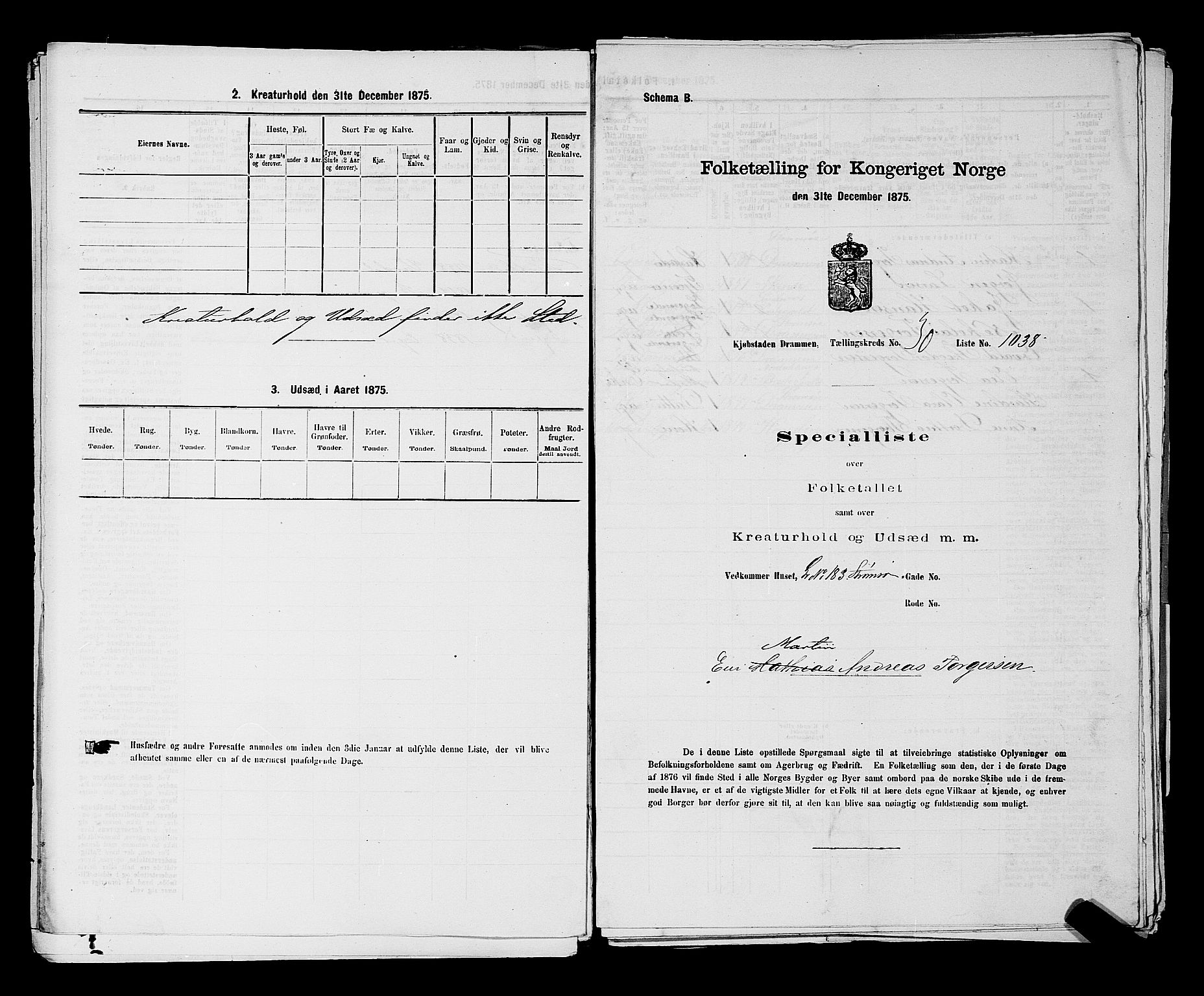 SAKO, 1875 census for 0602 Drammen, 1875, p. 2857