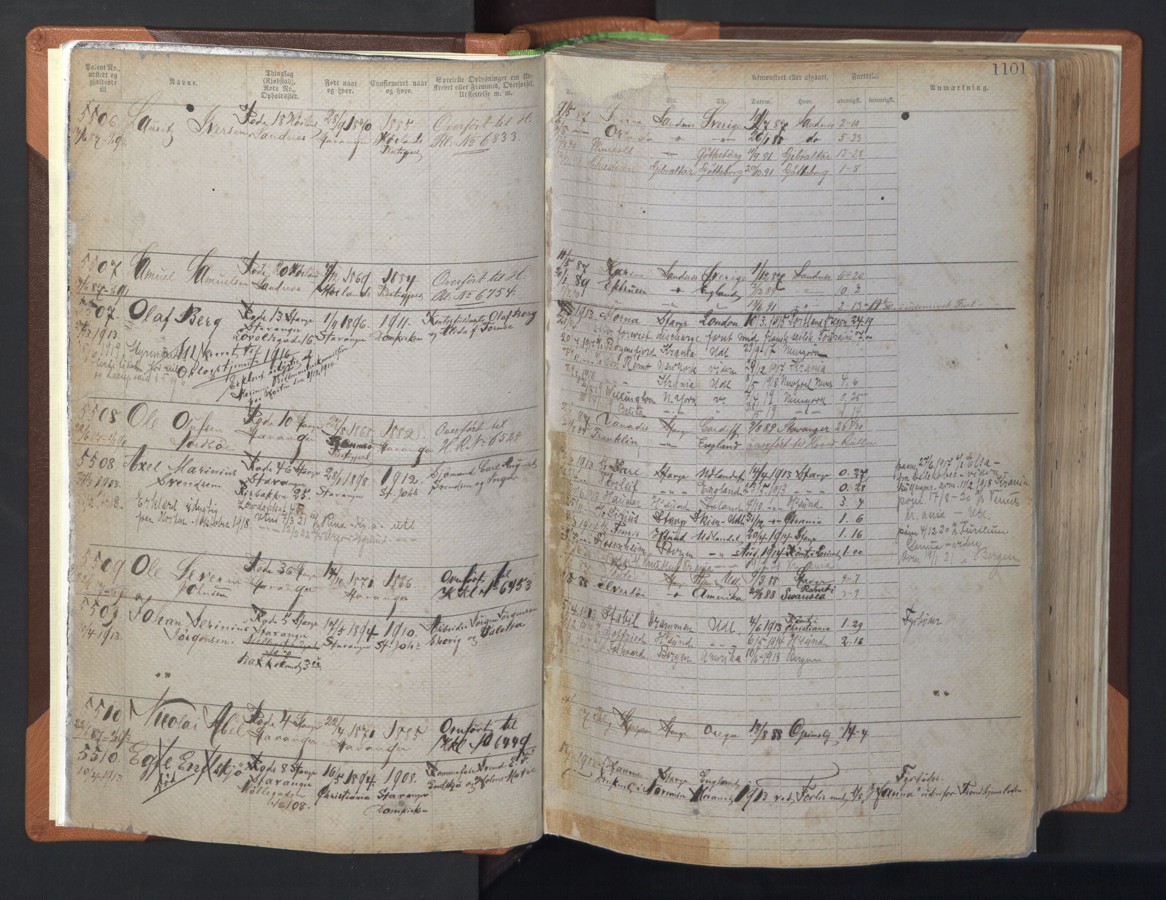 Stavanger sjømannskontor, AV/SAST-A-102006/F/Ff/L0007: Annotasjonsrulle, patentnr. 5506-7180, 1887-1900, p. 6