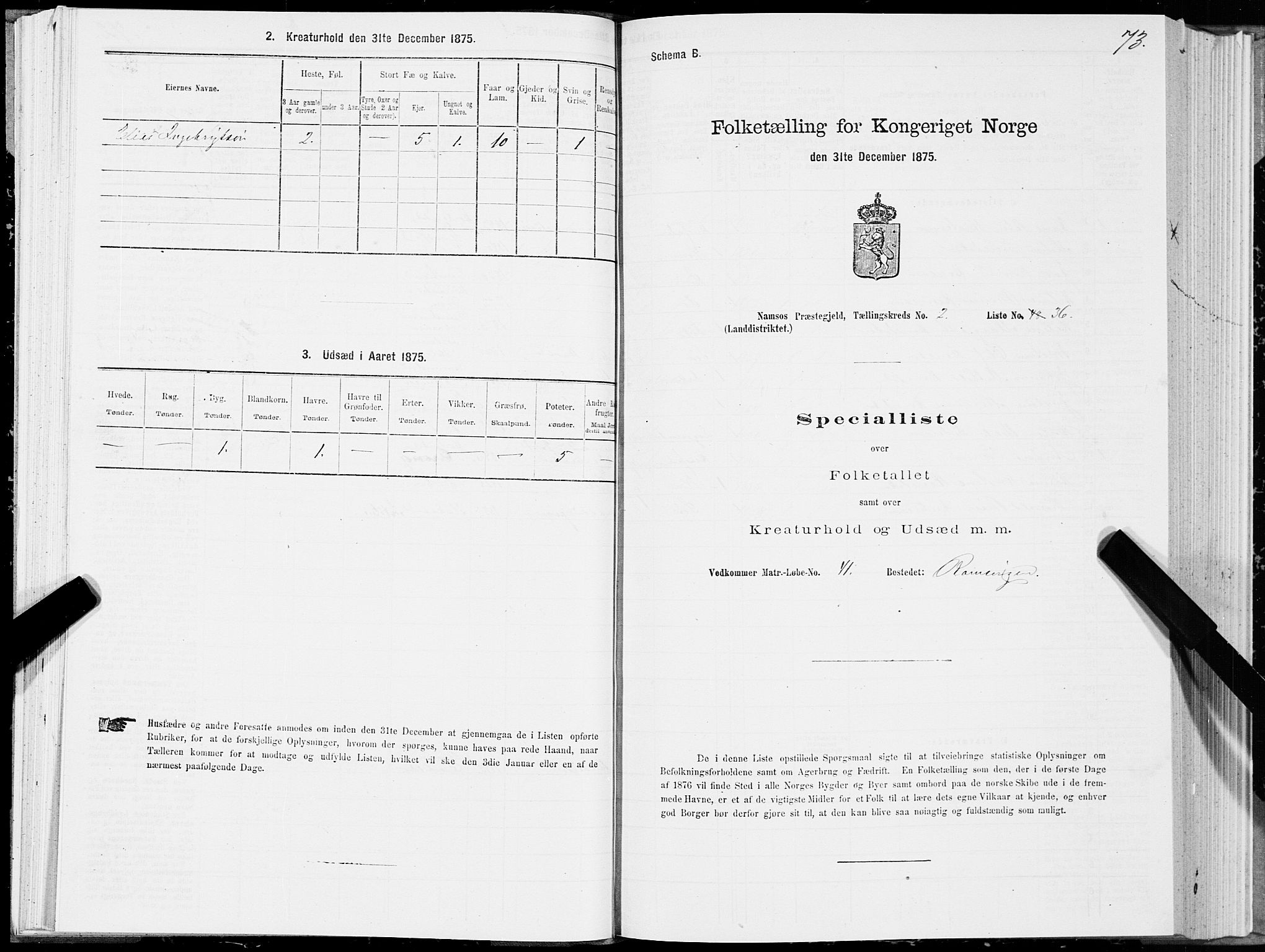 SAT, 1875 census for 1745L Namsos/Vemundvik og Sævik, 1875, p. 2073