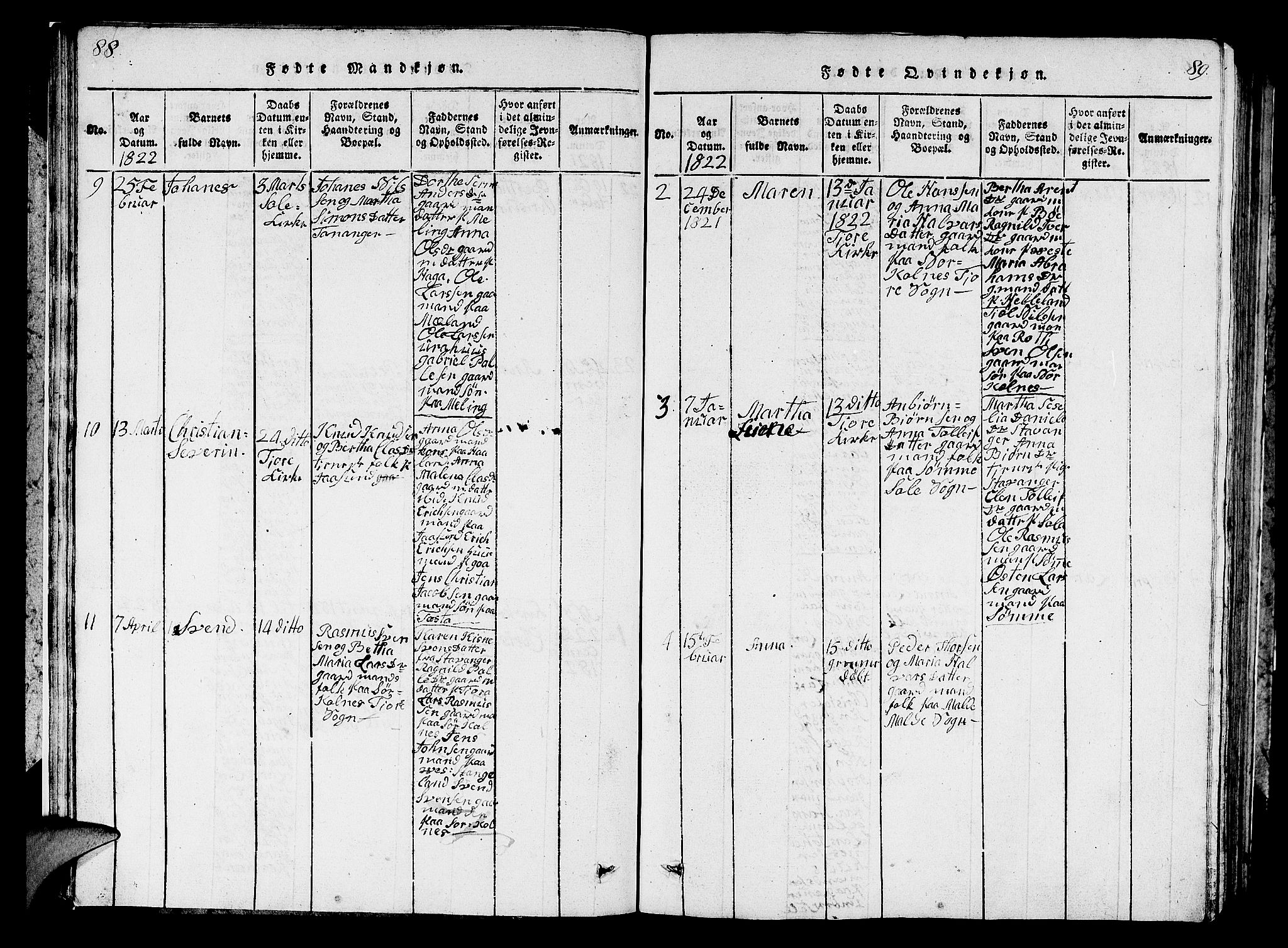 Håland sokneprestkontor, AV/SAST-A-101802/001/30BB/L0001: Parish register (copy) no. B 1, 1815-1845, p. 88-89