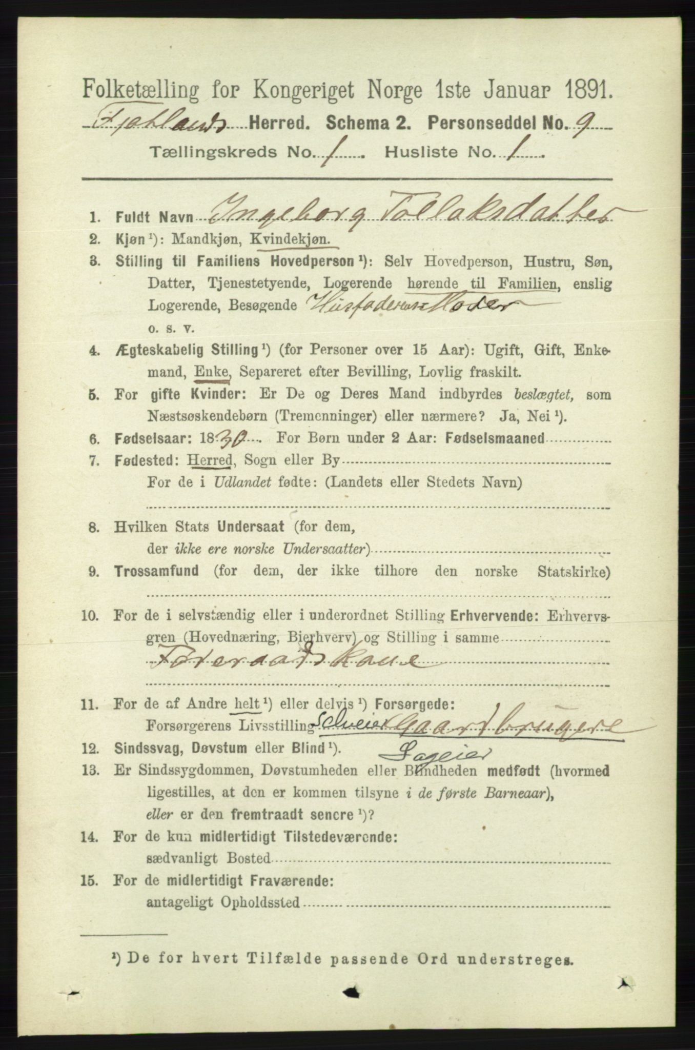 RA, 1891 census for 1036 Fjotland, 1891, p. 59