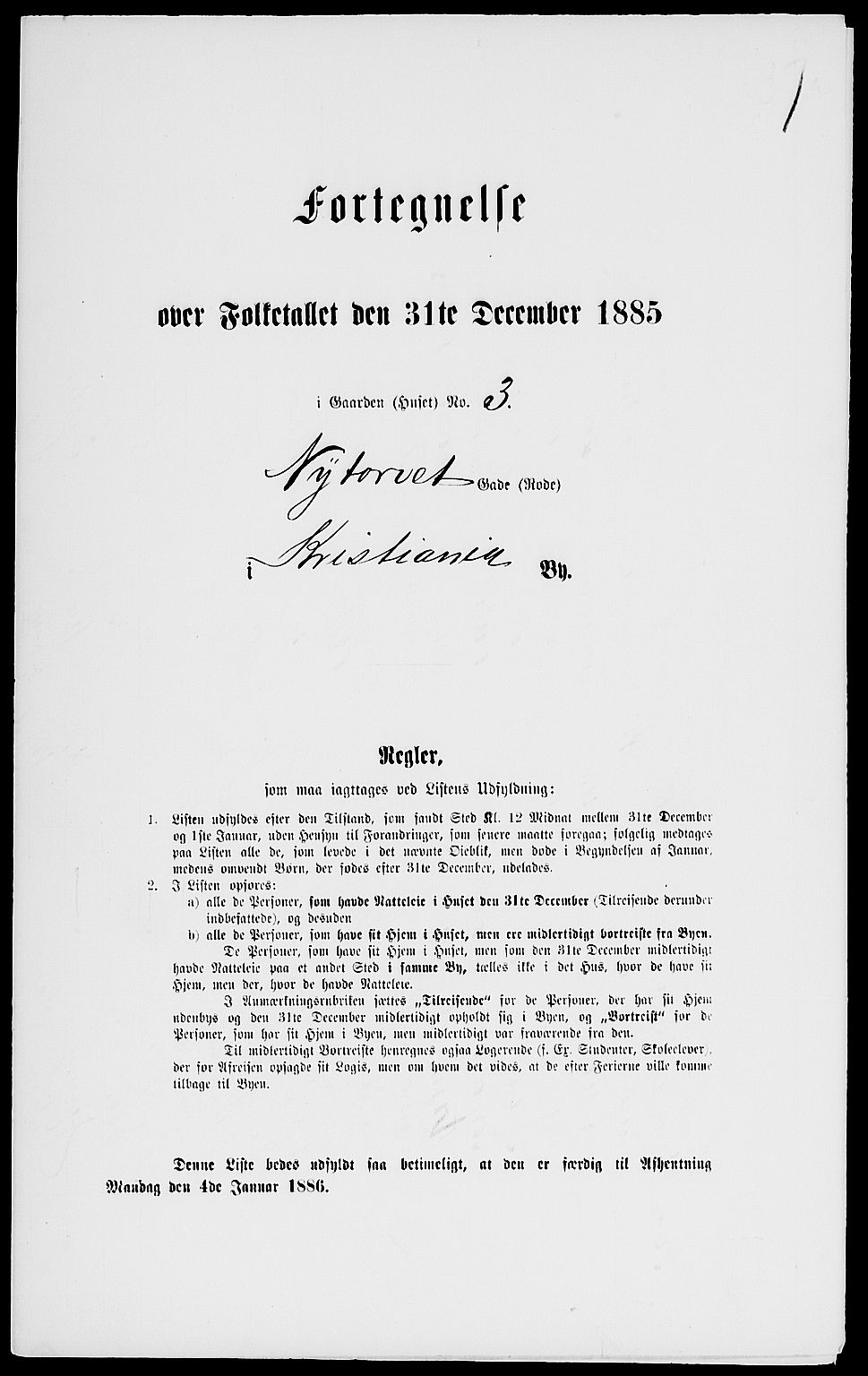 RA, 1885 census for 0301 Kristiania, 1885, p. 282