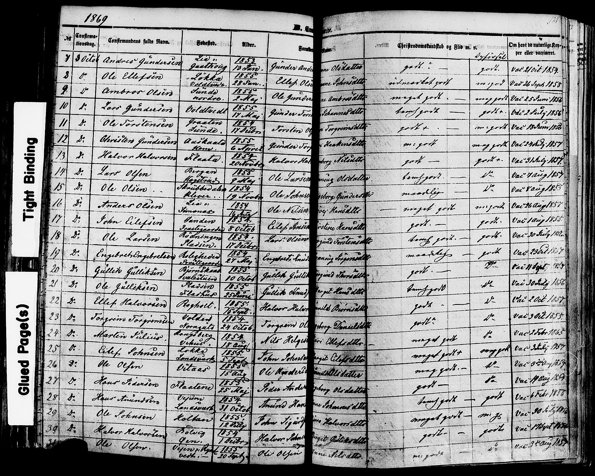 Sauherad kirkebøker, AV/SAKO-A-298/F/Fa/L0007: Parish register (official) no. I 7, 1851-1873, p. 131