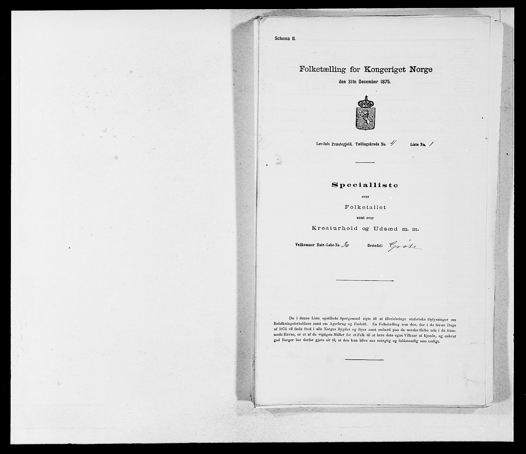 SAB, 1875 census for 1422P Lærdal, 1875, p. 489