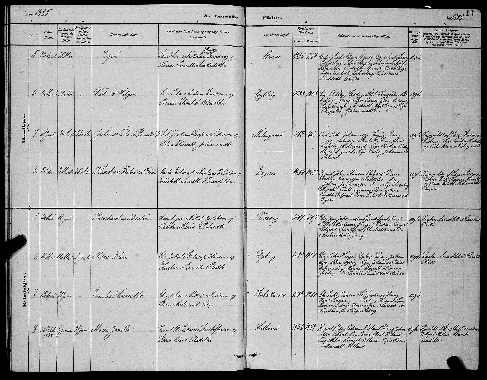 Ministerialprotokoller, klokkerbøker og fødselsregistre - Nordland, AV/SAT-A-1459/854/L0785: Parish register (copy) no. 854C01, 1883-1891, p. 17