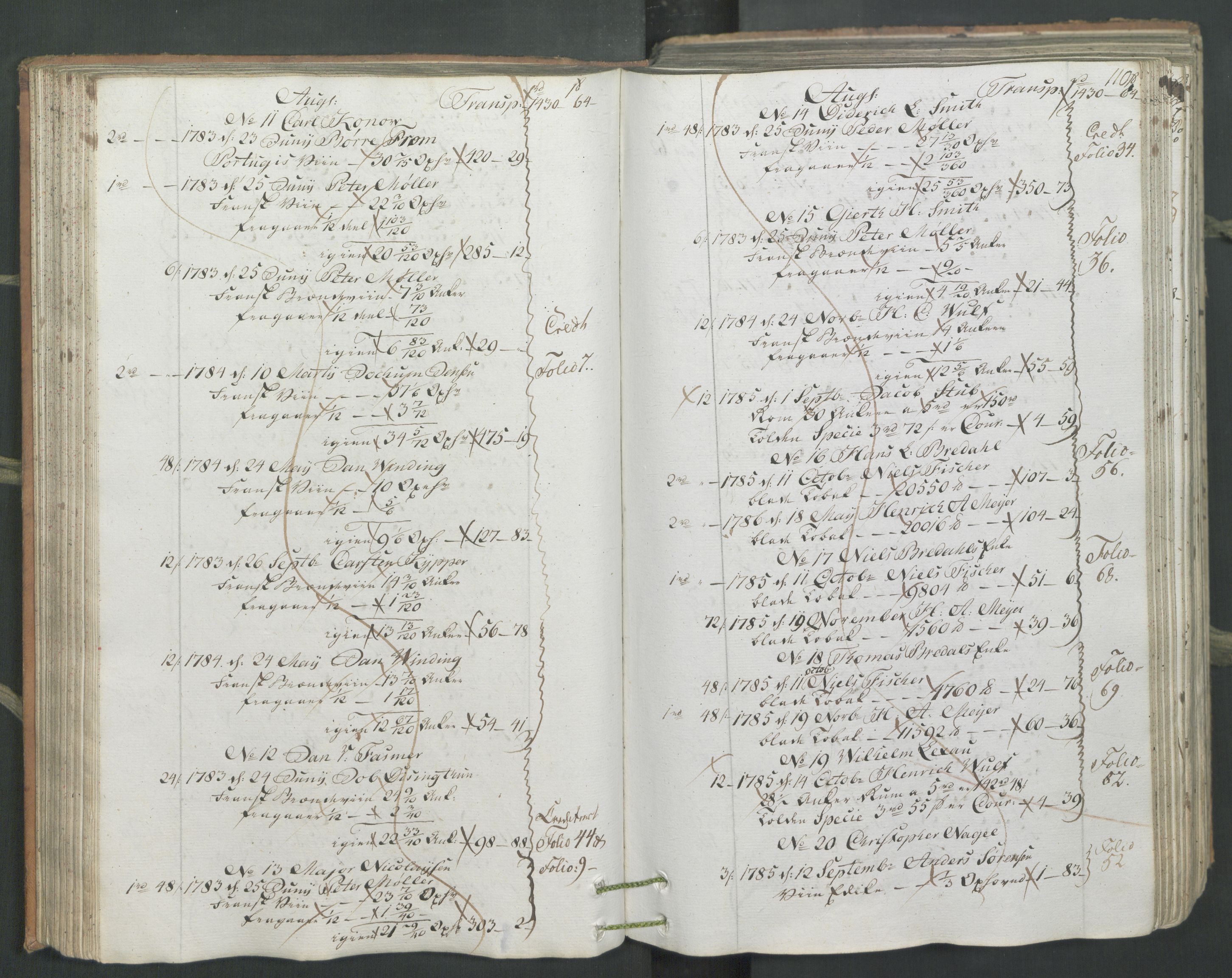Generaltollkammeret, tollregnskaper, AV/RA-EA-5490/R26/L0222/0001: Tollregnskaper Bergen A / Inngående hovedtollbok, 1786, p. 109b-110a
