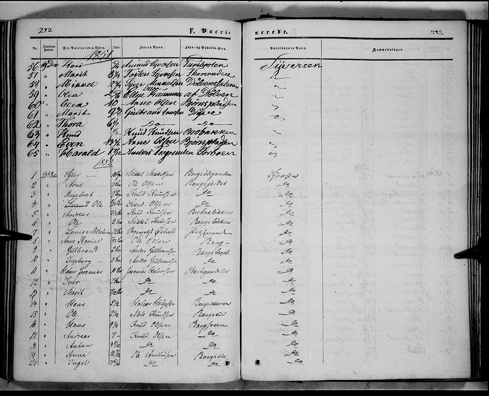 Sør-Aurdal prestekontor, SAH/PREST-128/H/Ha/Haa/L0005: Parish register (official) no. 5, 1849-1876, p. 272