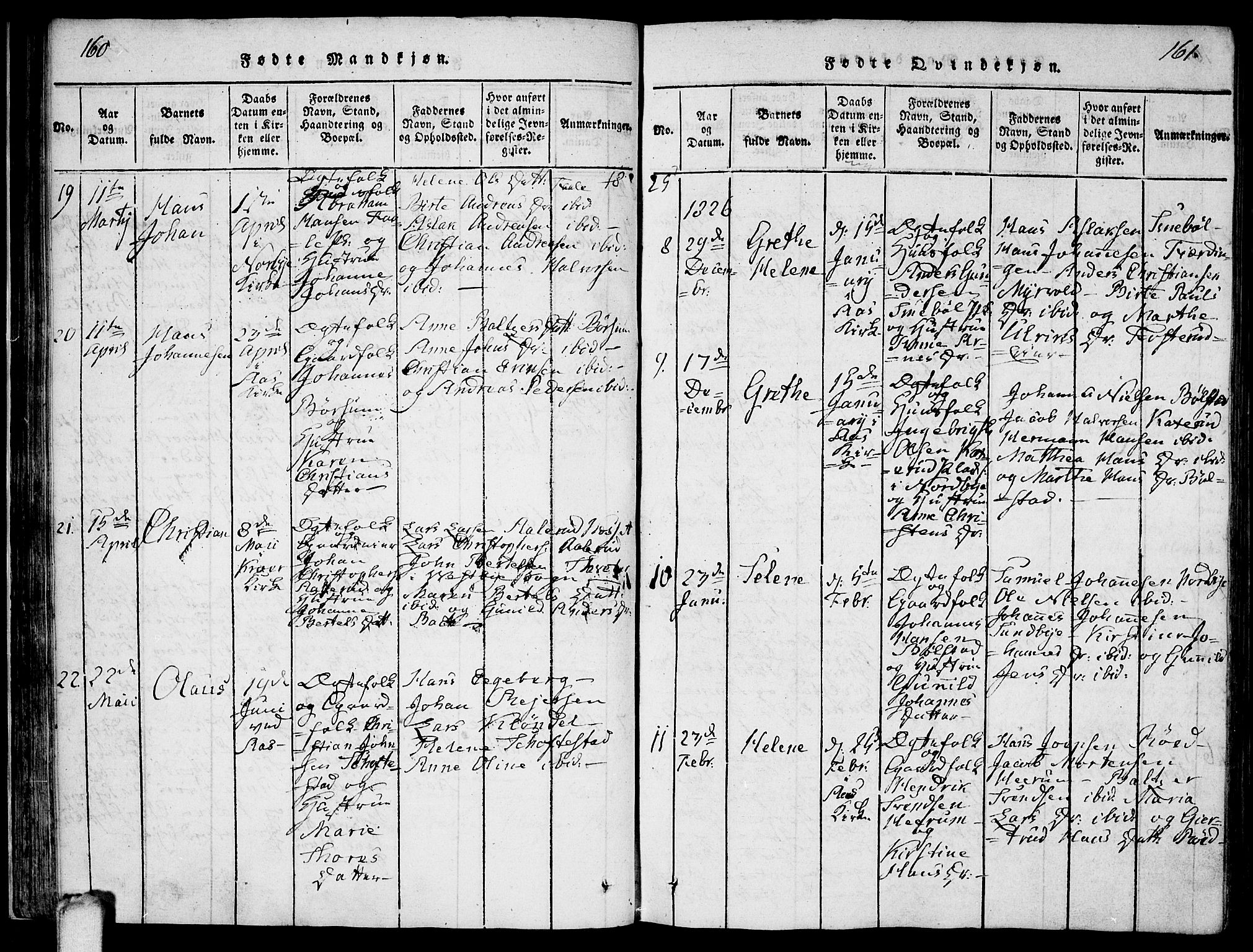 Ås prestekontor Kirkebøker, SAO/A-10894/F/Fa/L0004: Parish register (official) no. I 4, 1818-1826, p. 160-161