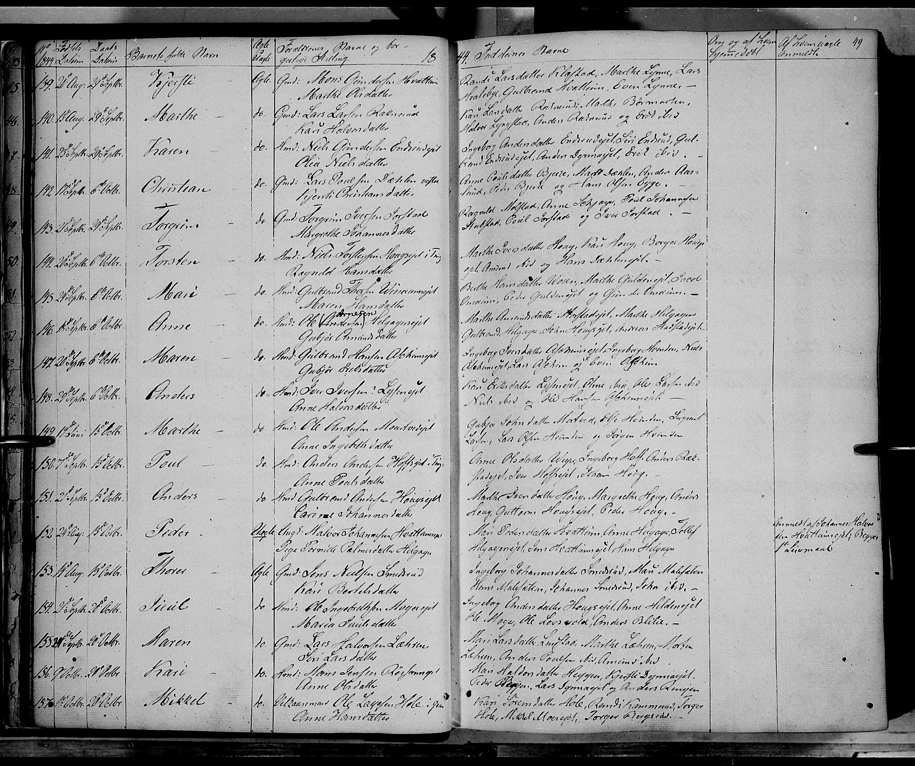 Gran prestekontor, AV/SAH-PREST-112/H/Ha/Haa/L0011: Parish register (official) no. 11, 1842-1856, p. 48-49