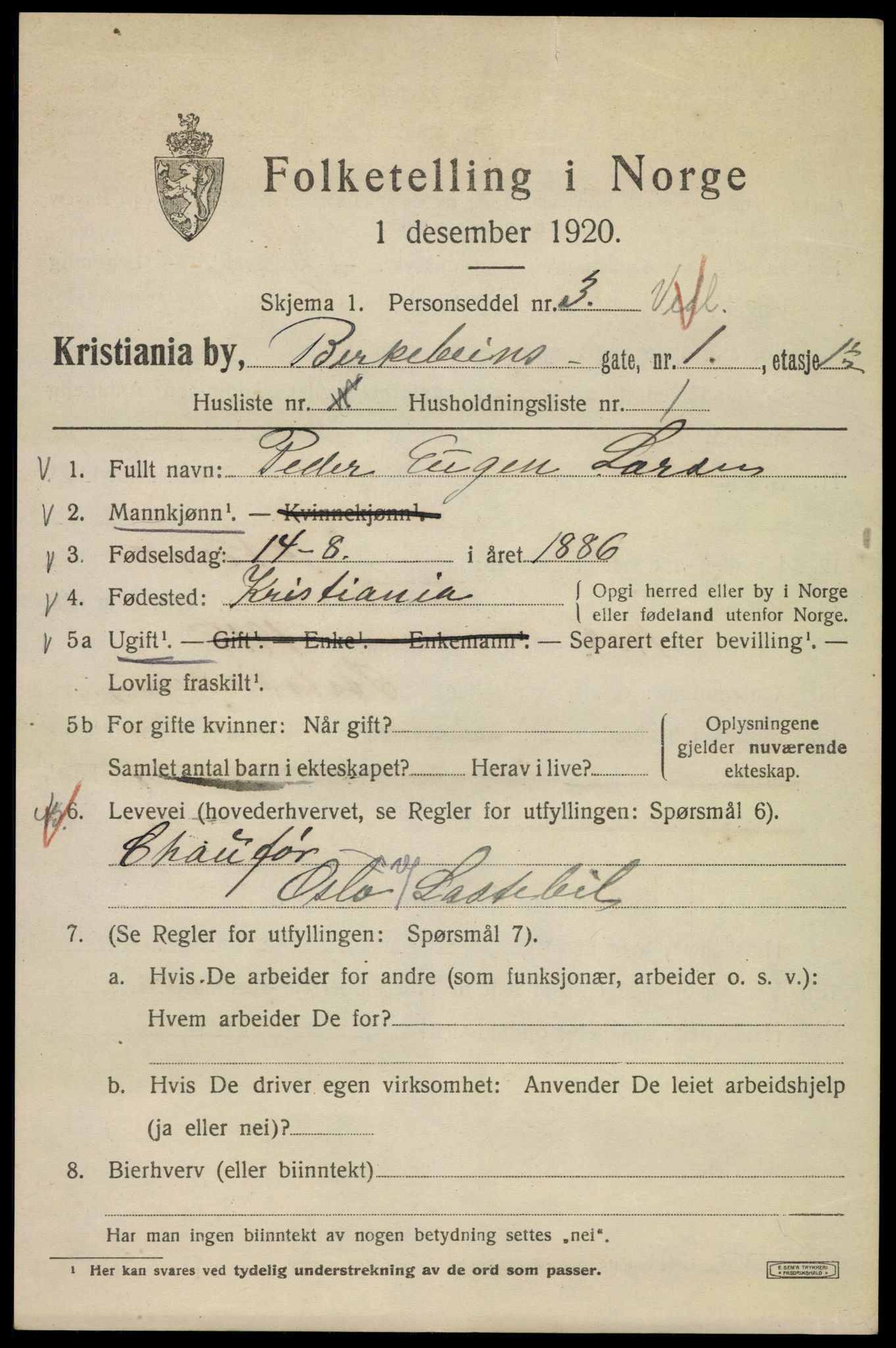 SAO, 1920 census for Kristiania, 1920, p. 155989