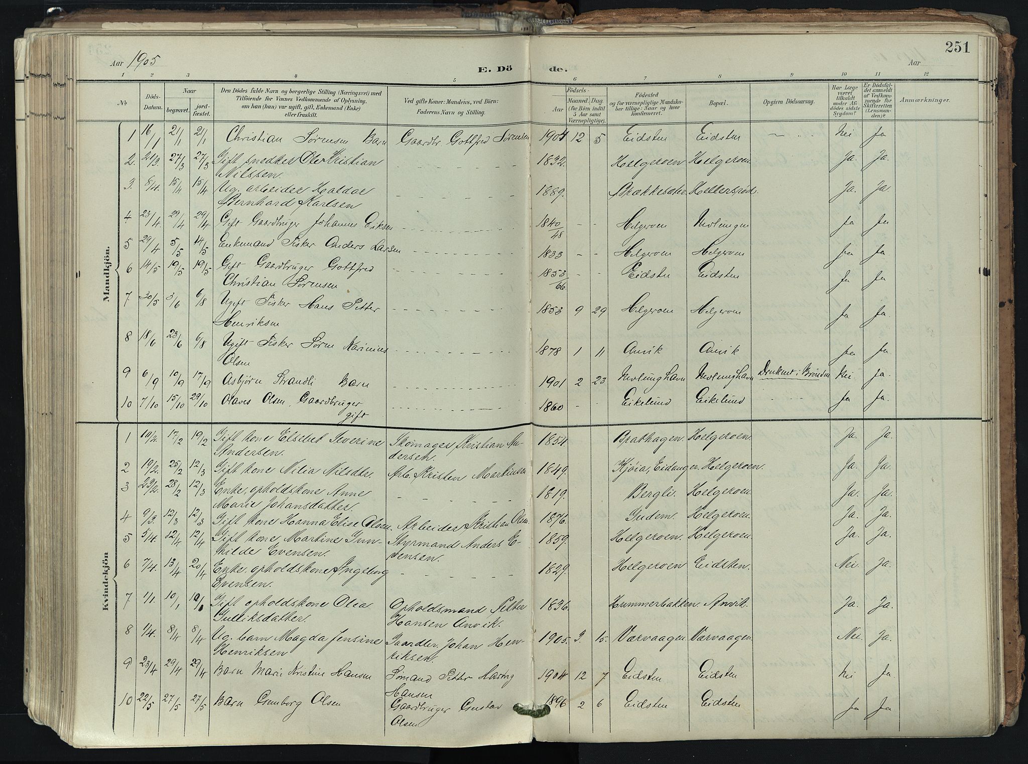 Brunlanes kirkebøker, SAKO/A-342/F/Fb/L0003: Parish register (official) no. II 3, 1900-1922, p. 251
