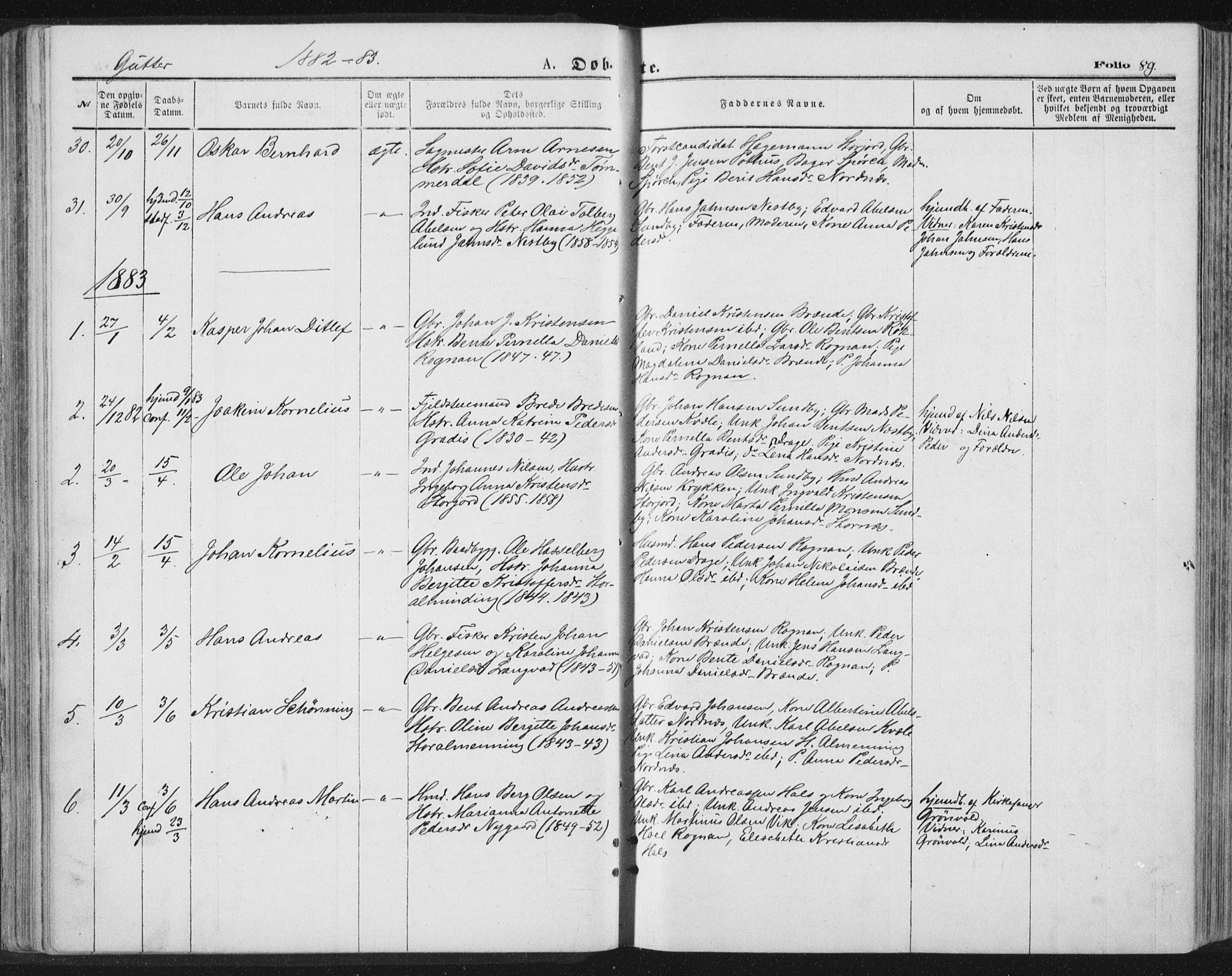 Ministerialprotokoller, klokkerbøker og fødselsregistre - Nordland, SAT/A-1459/847/L0668: Parish register (official) no. 847A08, 1872-1886, p. 89