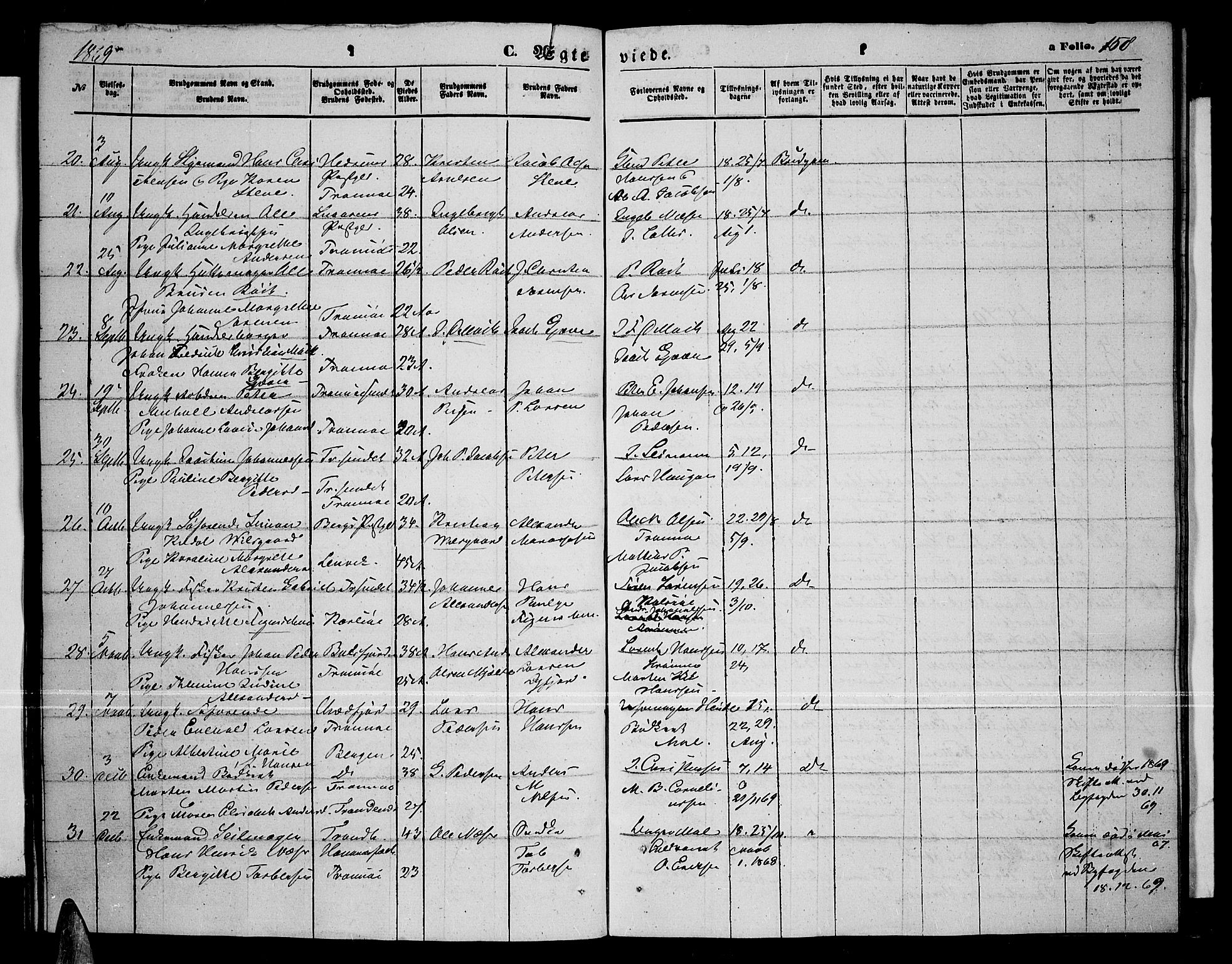 Tromsø sokneprestkontor/stiftsprosti/domprosti, AV/SATØ-S-1343/G/Gb/L0007klokker: Parish register (copy) no. 7, 1867-1875, p. 158