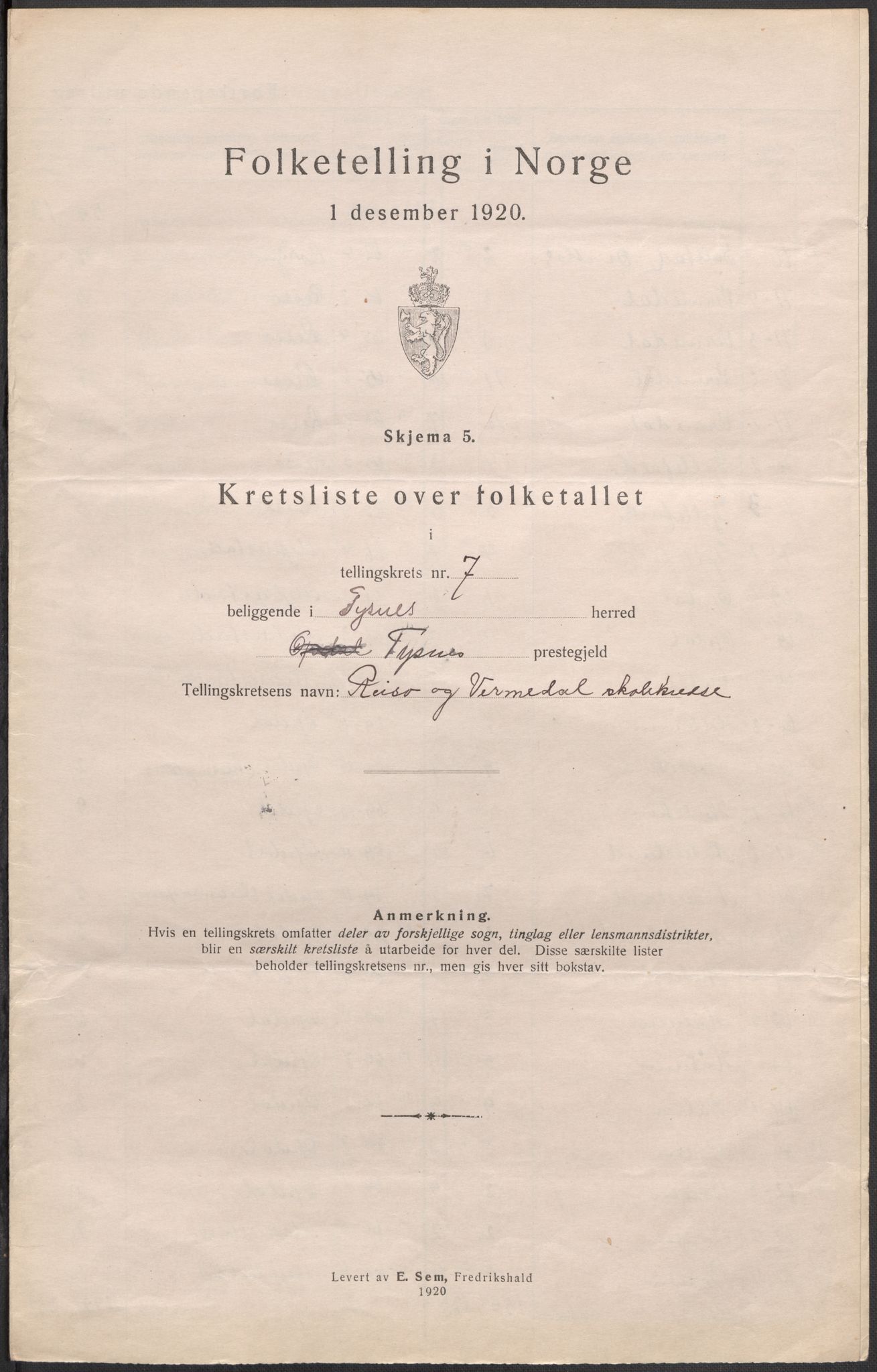 SAB, 1920 census for Tysnes, 1920, p. 23