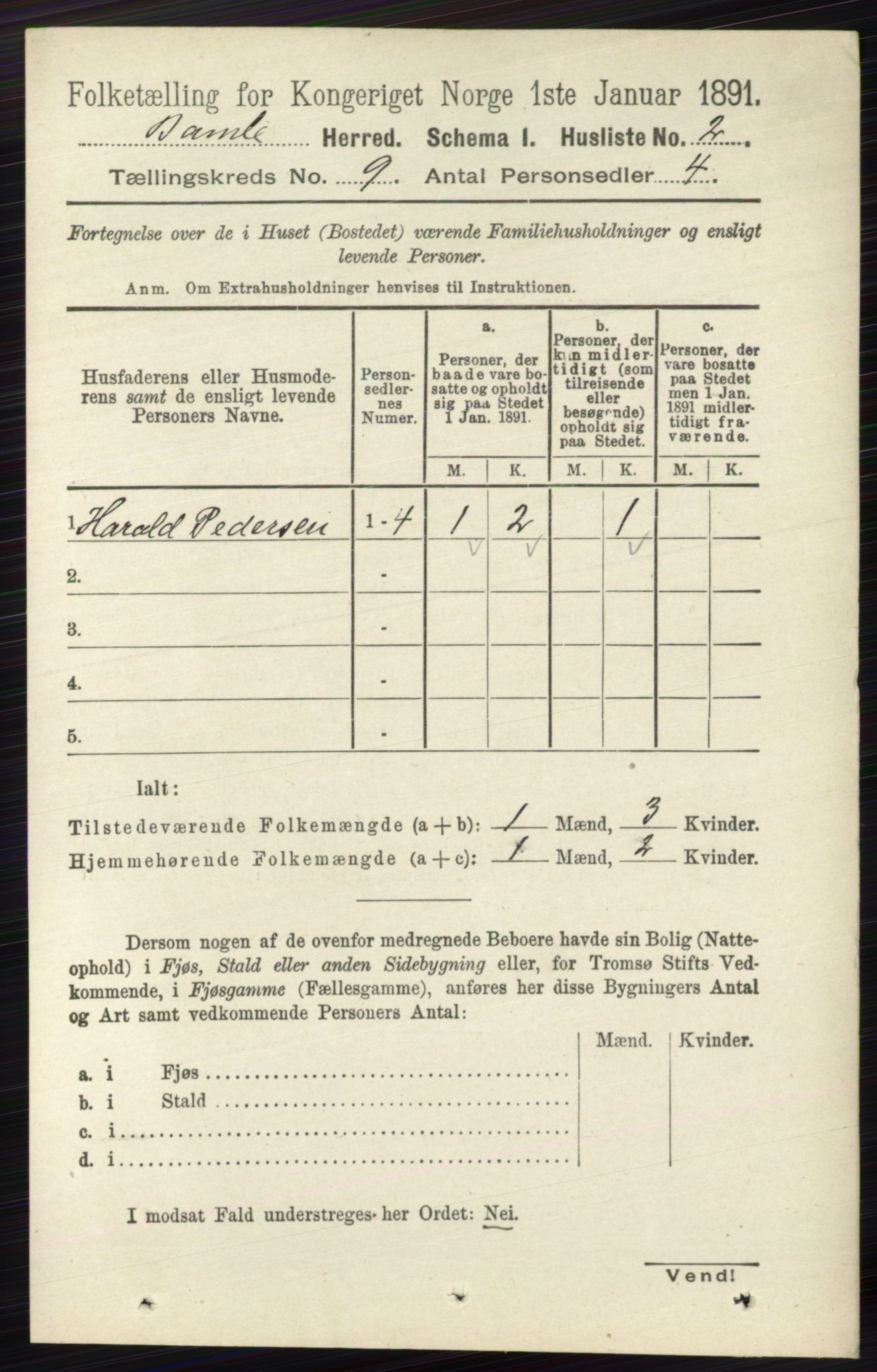 RA, 1891 census for 0814 Bamble, 1891, p. 4000