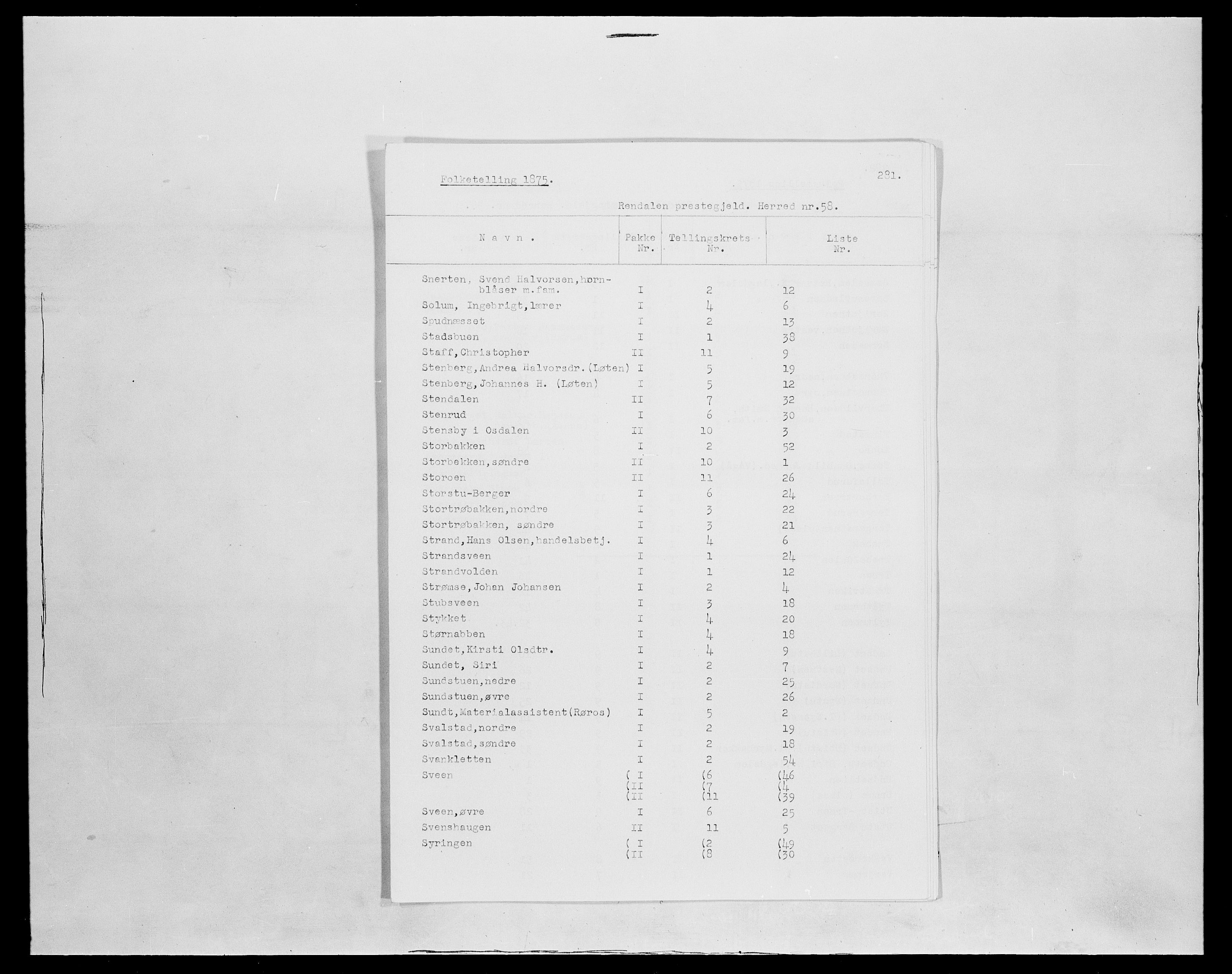 SAH, 1875 census for 0432P Rendalen, 1875, p. 8